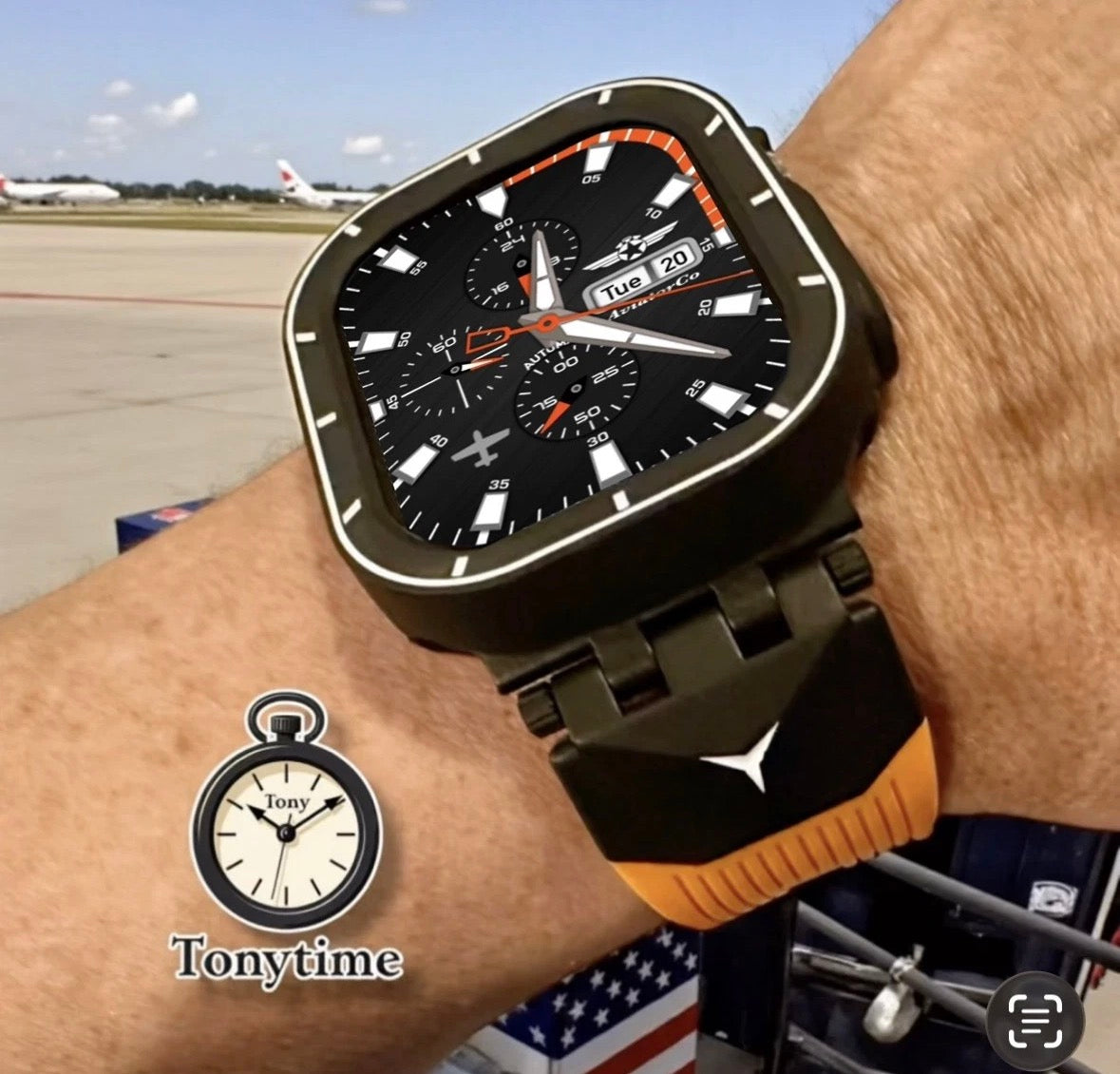 Stealth Inferno Modification Kit (49mm)- Apple Watch Ultra Orange/Black Rugged Sport Band + Black TPU Case