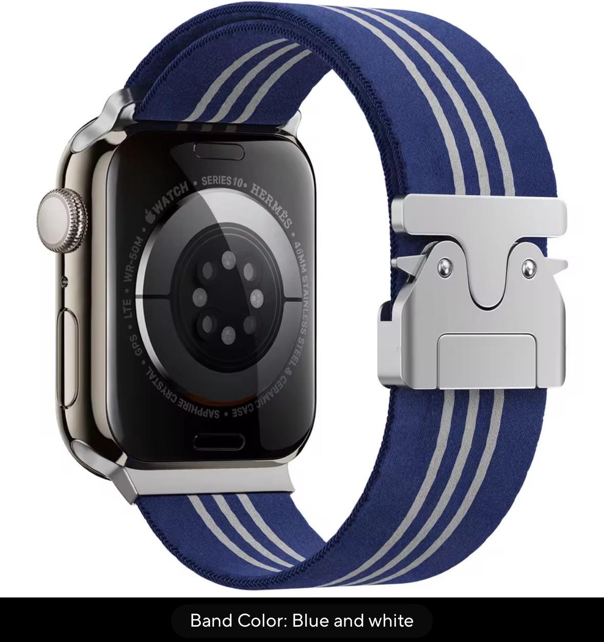 Striped Elastic Nylon Apple Watch Band: Parachute Buckle, 42mm-49mm