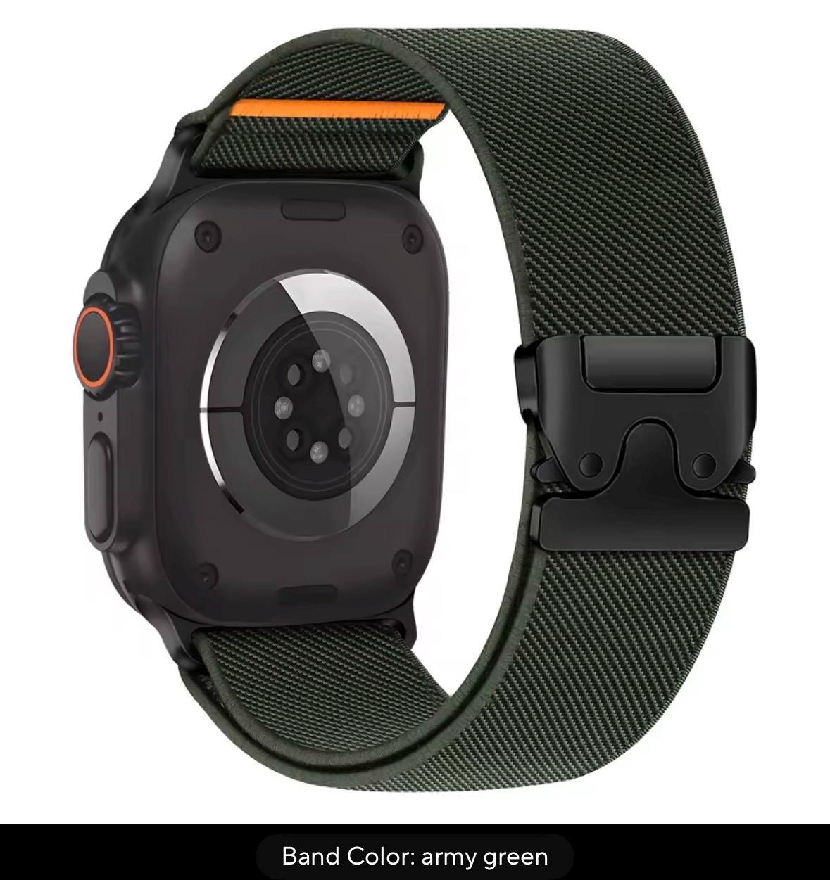 Elastic Nylon Apple Watch Band: Parachute Buckle Sport Strap 42mm - 49mm