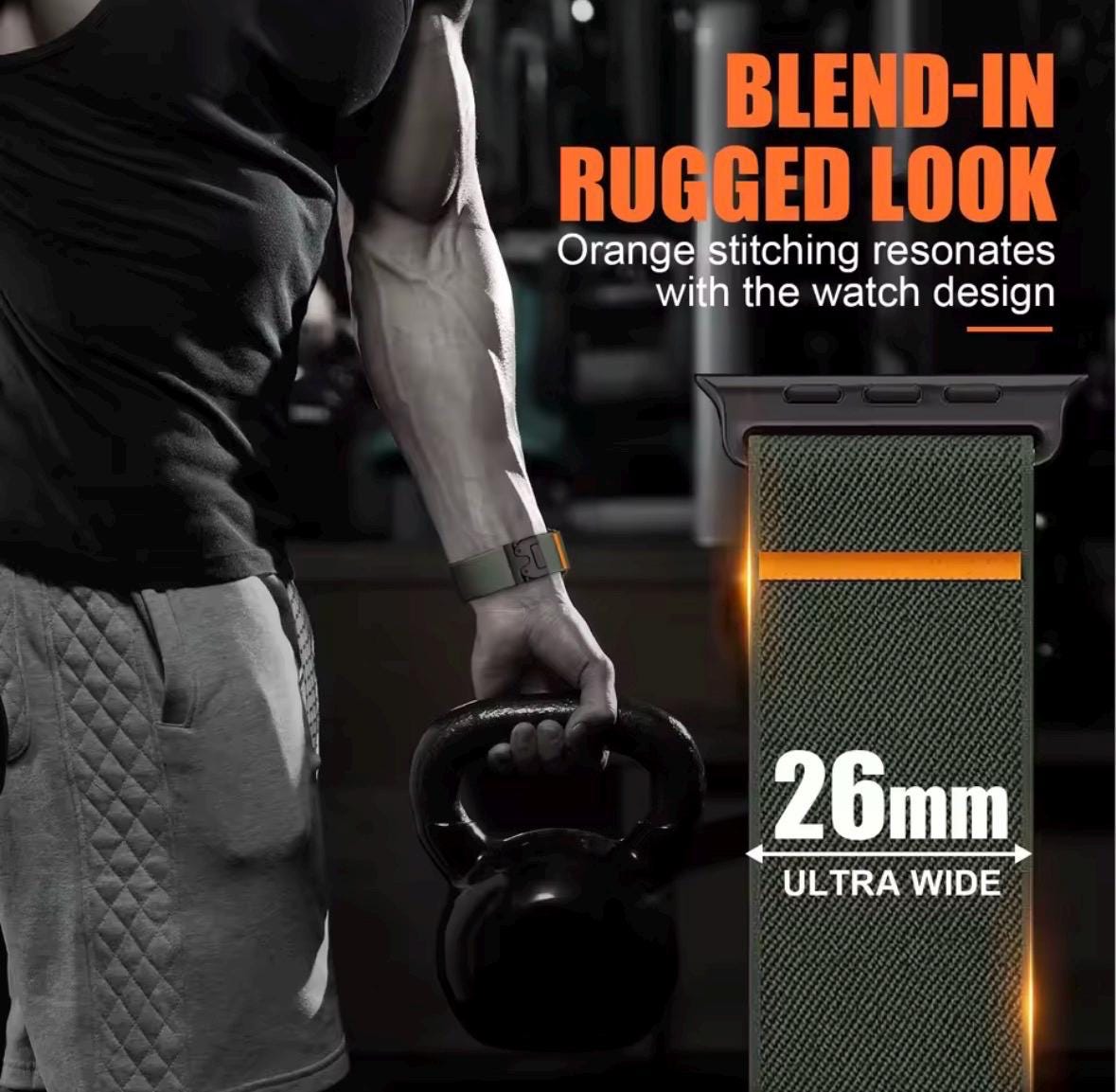 Black Parachute Apple Watch Band | Elastic Nylon with Buckle