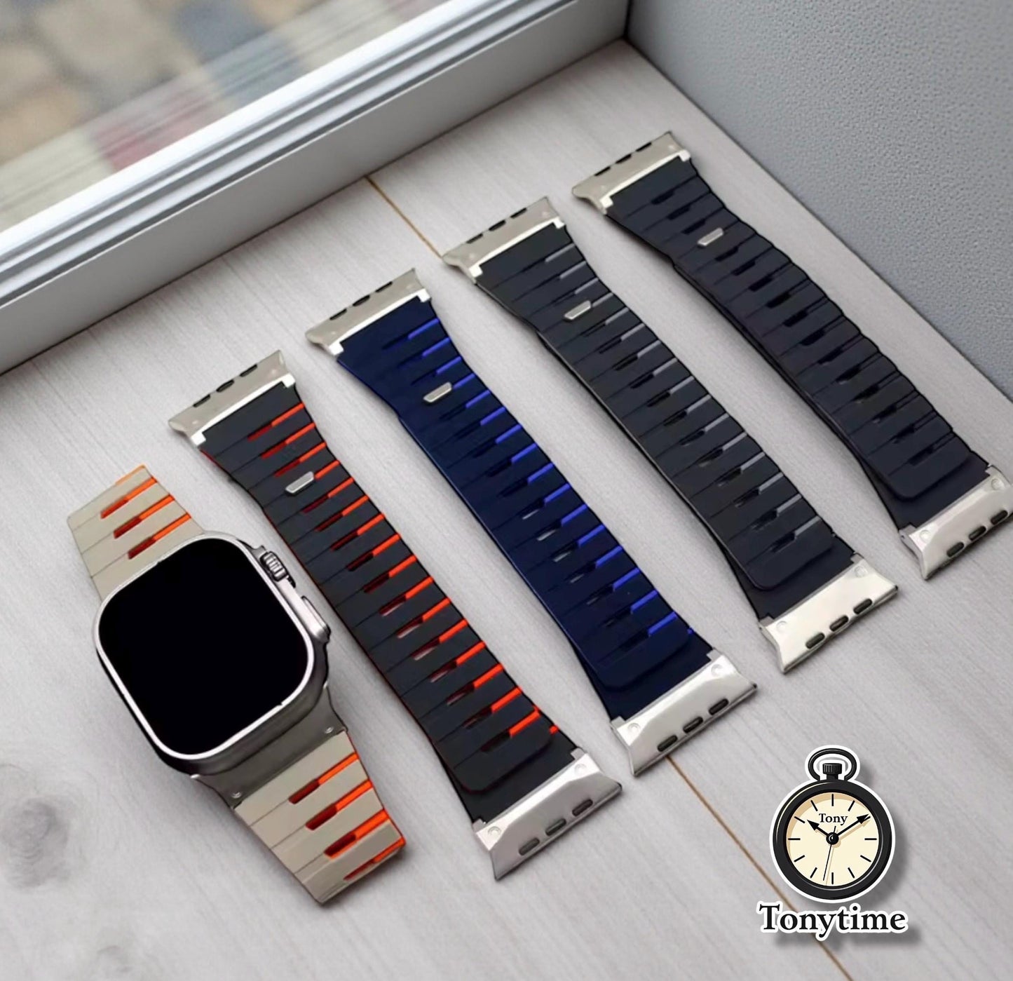 Piano-Key Silicone Apple Watch Band | Magnetic Pin-Push Buckle