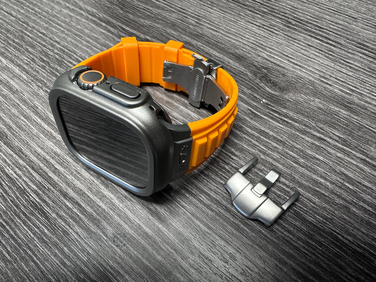 Titan Vector Modification Kit Pro Edition Apple Watch Ultra 49mm Case + Orange Band +B.Fly Clasp