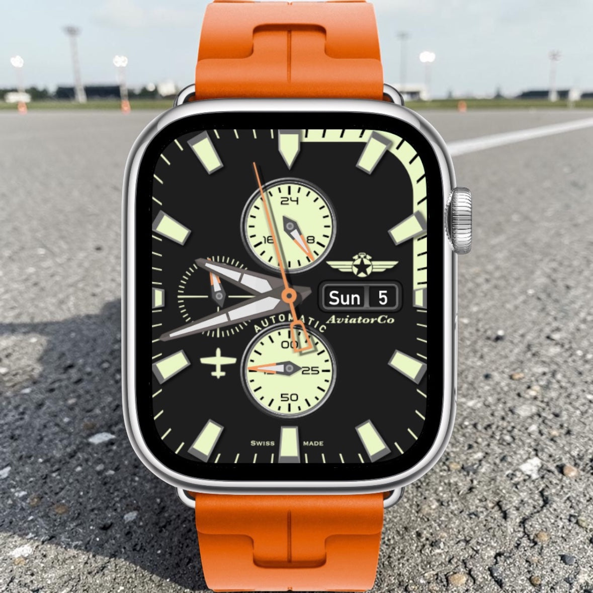 AviatorCo NightWing Automatic – Interactive Lume Edition (Apple Watch Clockology Face)