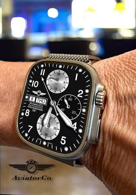 AviatorCo Crosswind – Premium Aviation Chronograph Watch Face for Clockology