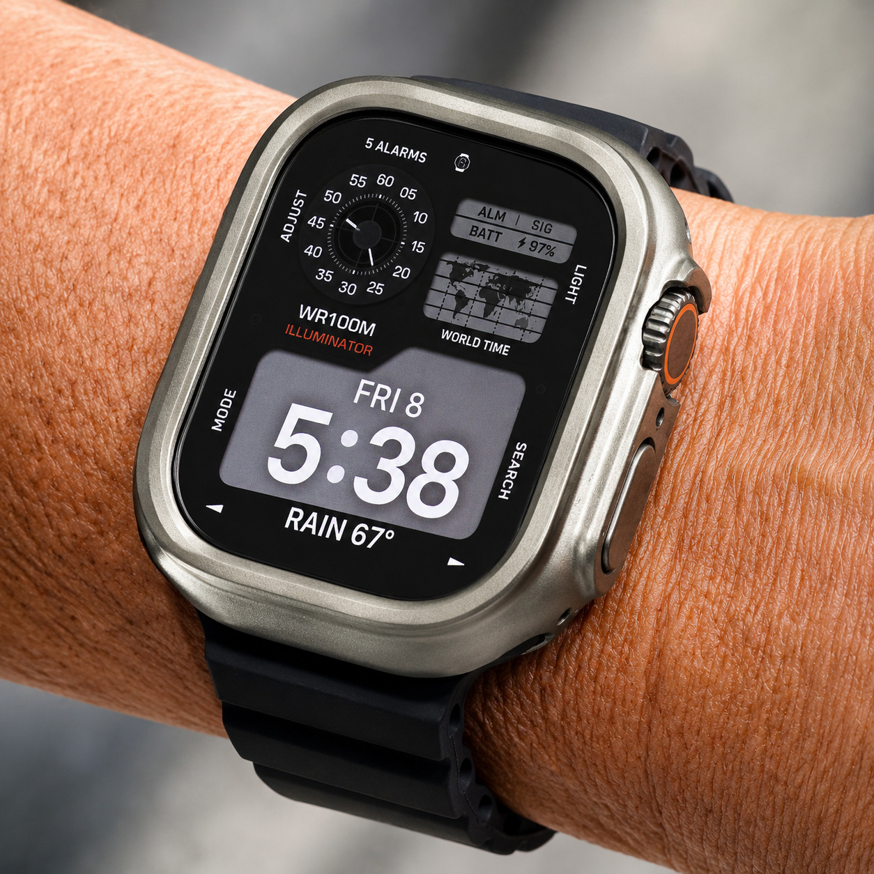 Titan Shadow Modification Kit For Apple Watch Ultra 49mm-Titanium Style Case +Rugged Band