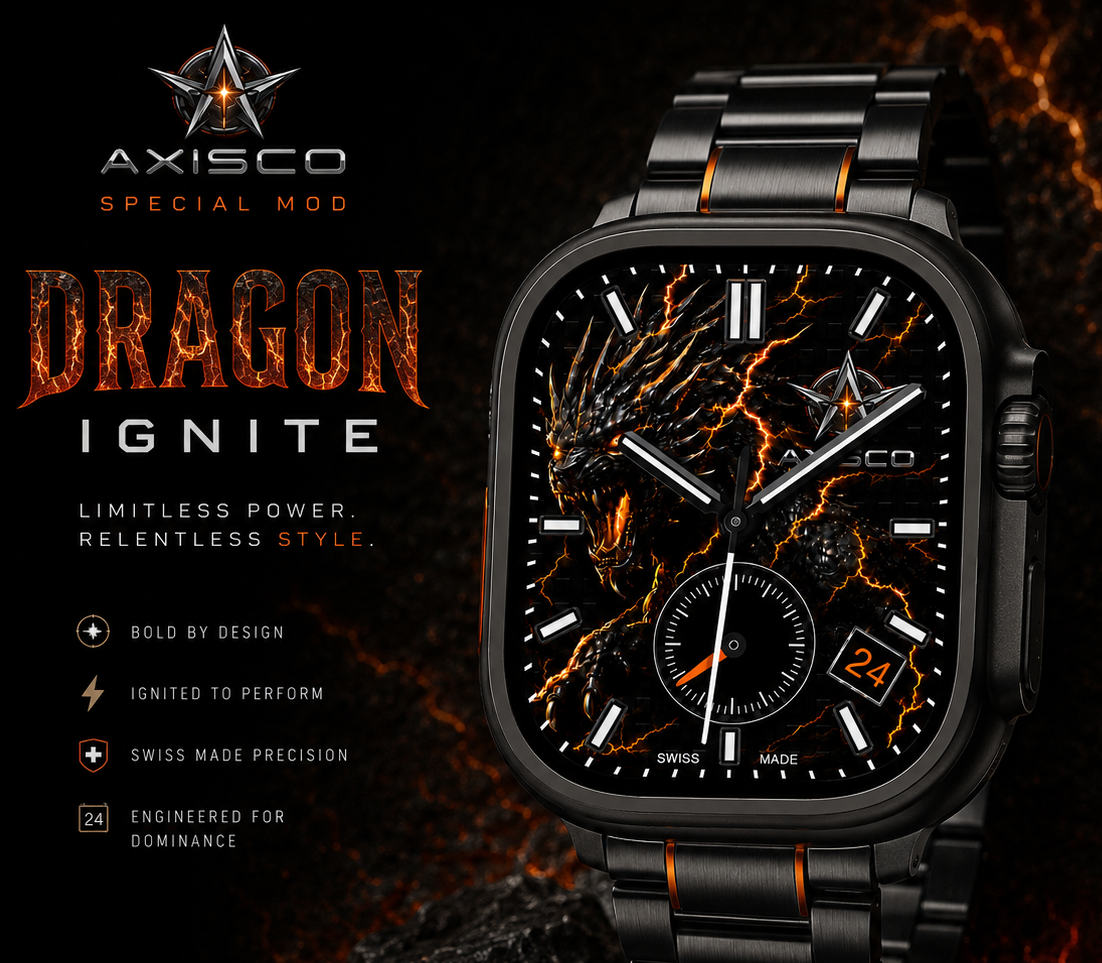 AXISCO DRAGON IGNITE – Apple Watch for Clockology Face Download (Ultra Optimized)