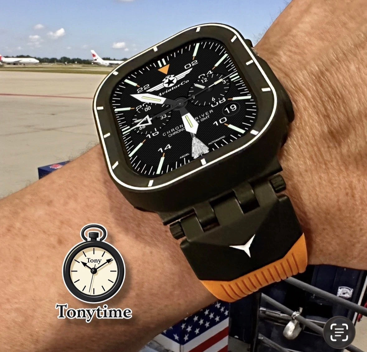 Stealth Inferno Modification Kit (49mm)- Apple Watch Ultra Orange/Black Rugged Sport Band + Black TPU Case