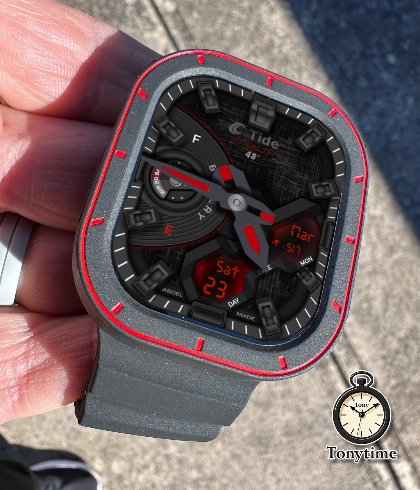 Apple Watch Ultra Modification Kit – Crimson Stealth – Rugged Silicone Band + Case – 49mm