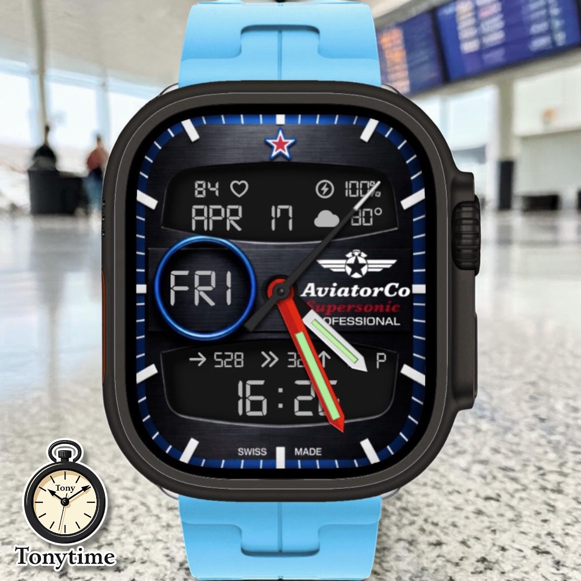 AviatorCo Supersonic Chrono Ultra – Premium Apple Watch Clockology Face Optimized for The Ultra