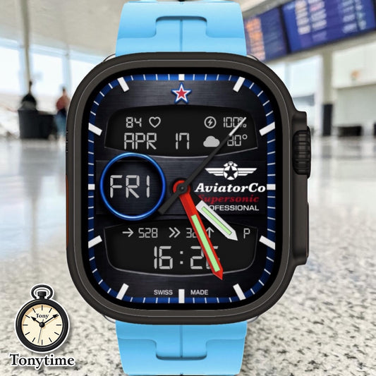 AviatorCo Supersonic Chrono Ultra – Premium Apple Watch Clockology Face Optimized for The Ultra