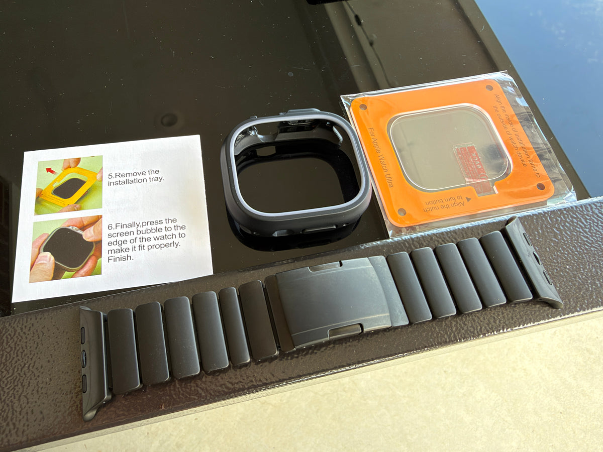Apple Watch Ultra 49mm Mod Kit Shadowline Slate Pro Metal Silicone Band Case