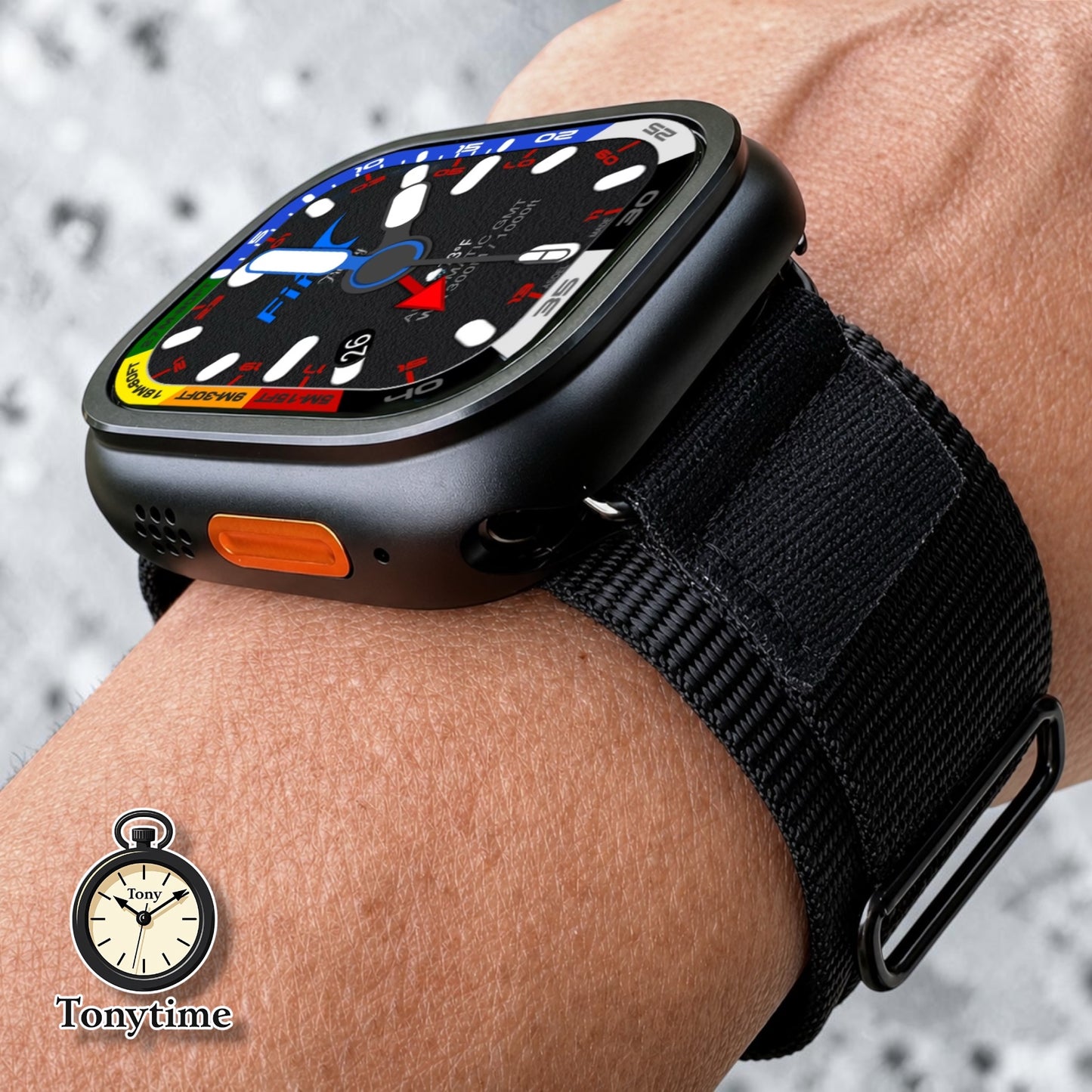 Apple Watch Ultra Stealth Forge Pro Mod Kit - Black Nylon Band+Armor CASE (49mm)