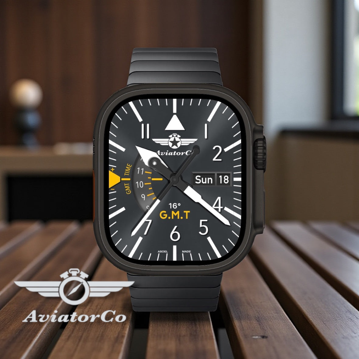 AviatorCo GMT Traveler – Silver Edition for the Apple Watch and Clockology