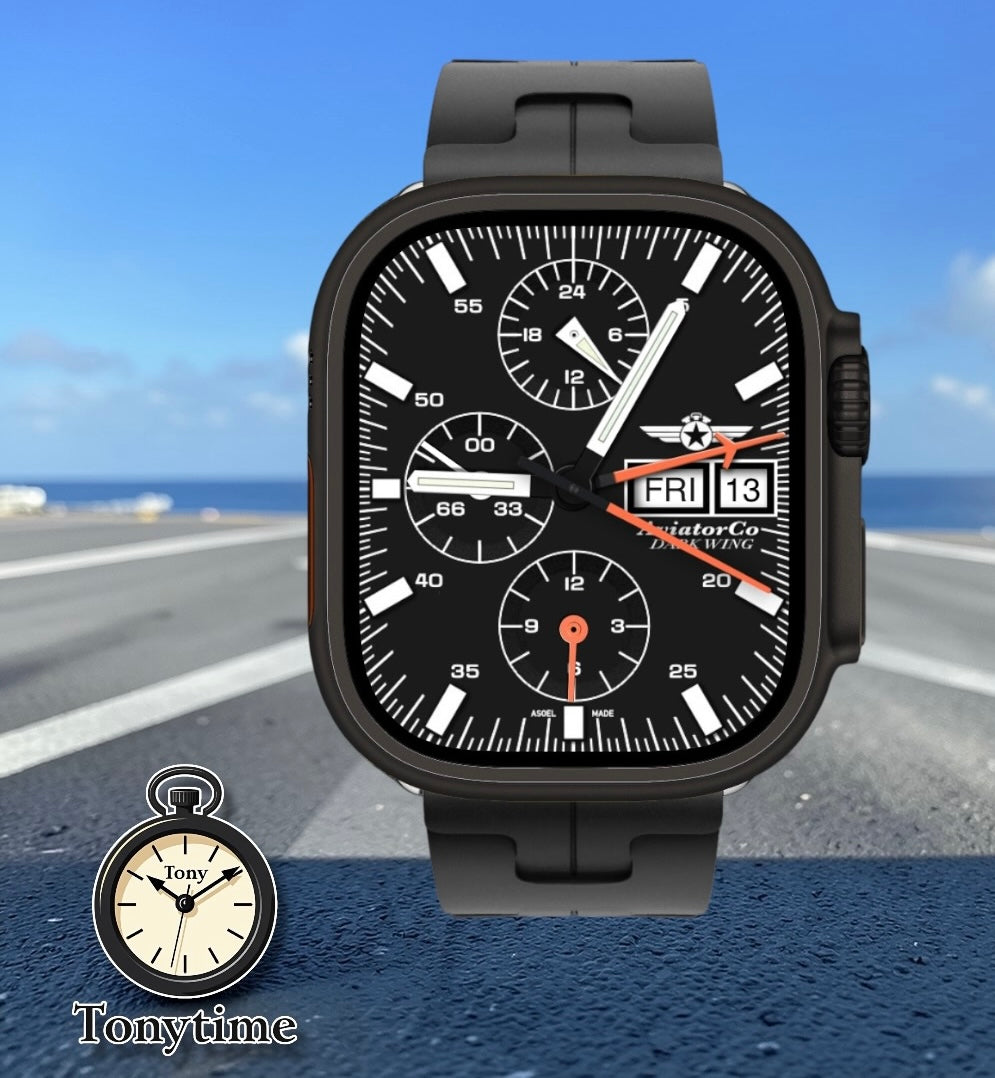 AviatorCo Dark Wing Chronograph – Apple Watch Ultra & Series | Aviation Clockology Watch Face