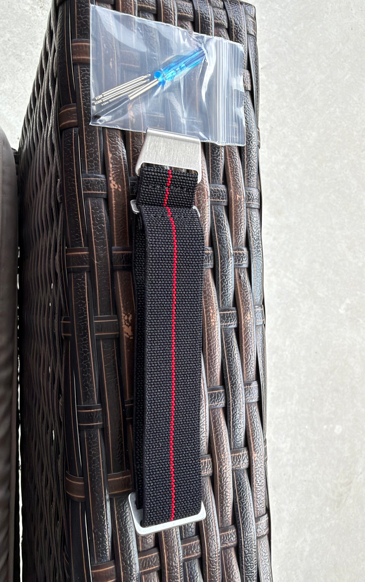 Marine Flex Elastic Watch Strap | Black w/ Red Stripe | Premium 22mm NATO Style
