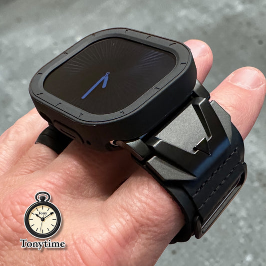 Apple Watch Ultra Stealth Forge Modification Kit - Black Leather Band + TPU CASE (49mm)