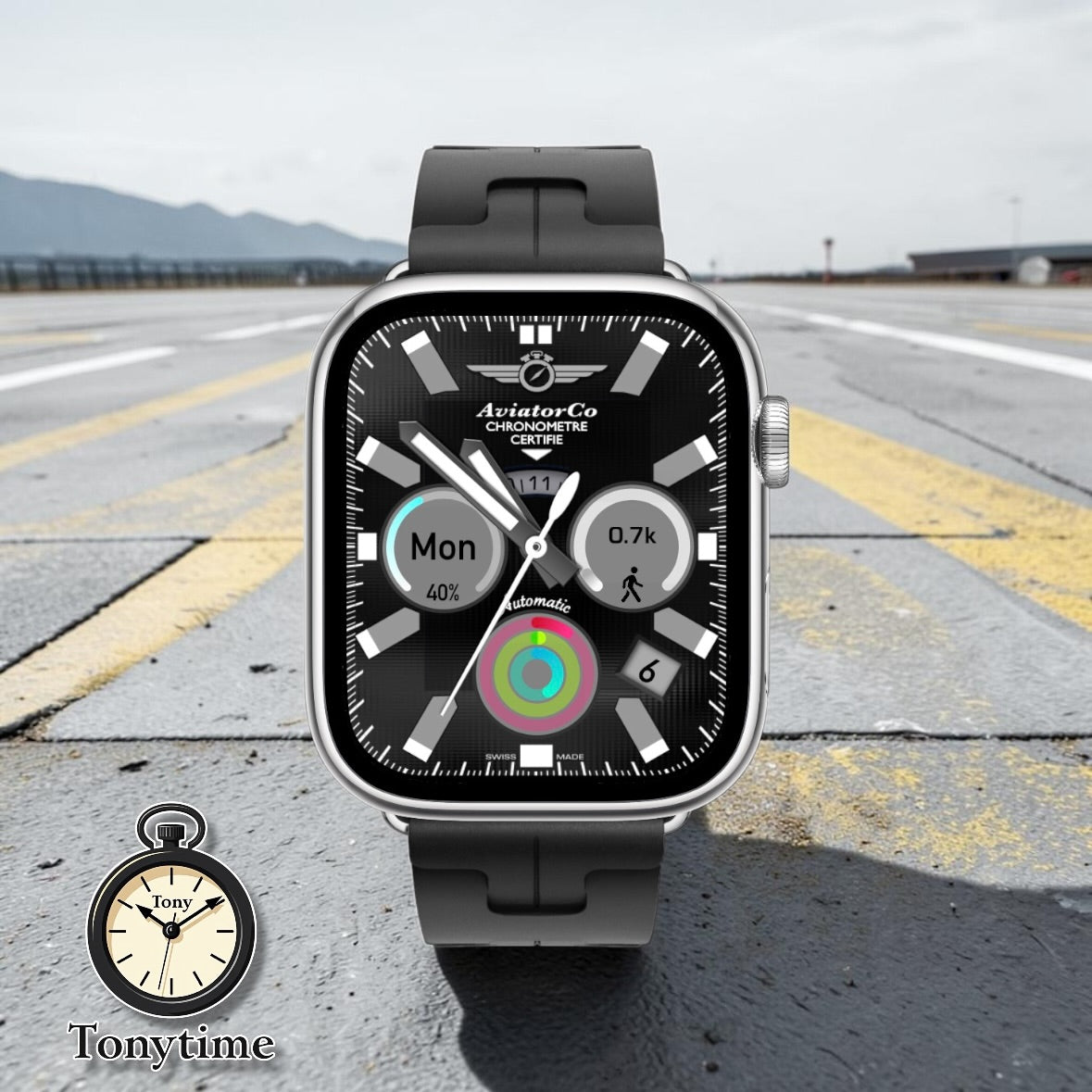 AviatorCo Black Raven Apple Watch Face: Enhanced Smartwatch Watch Face for Clockology