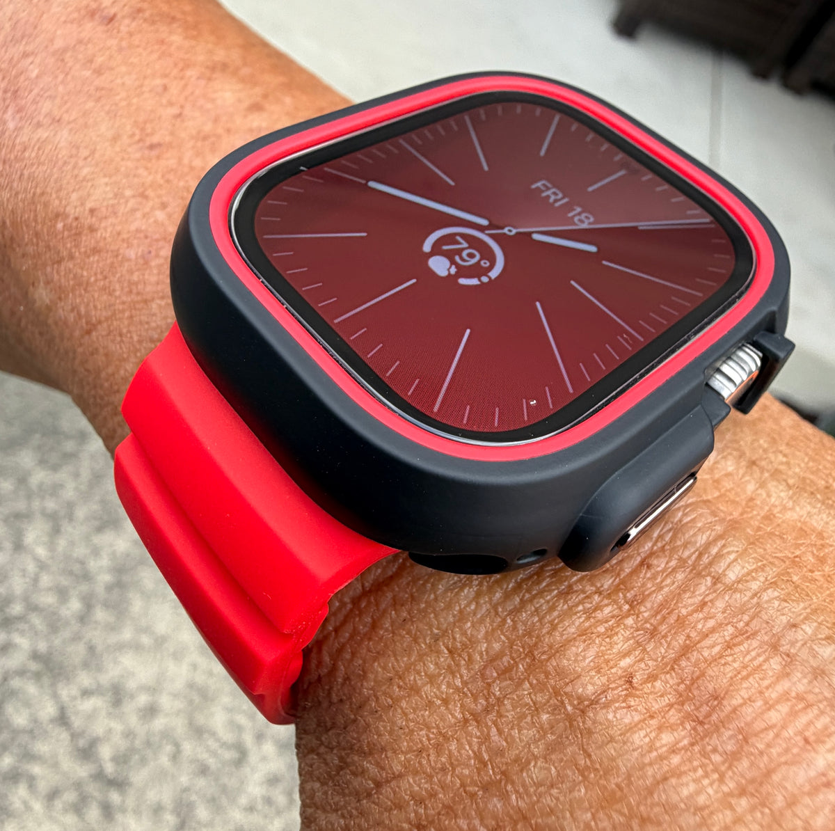 Crimson Core Mod Kit for Apple Watch Ultra 49mm Red Band Black Case Red Bezel