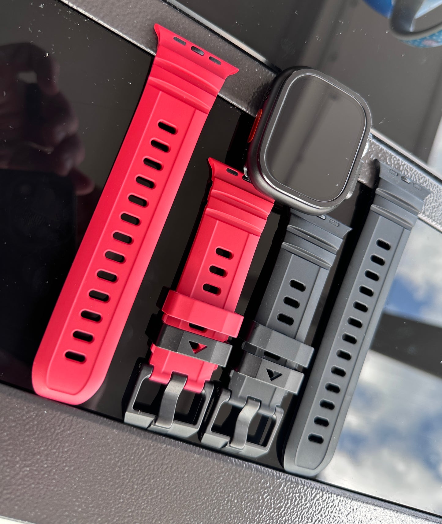 Throttle Performance Armor Mod Kit for Apple Watch Ultra | 2 Premium Bands + Glass Screen Protector