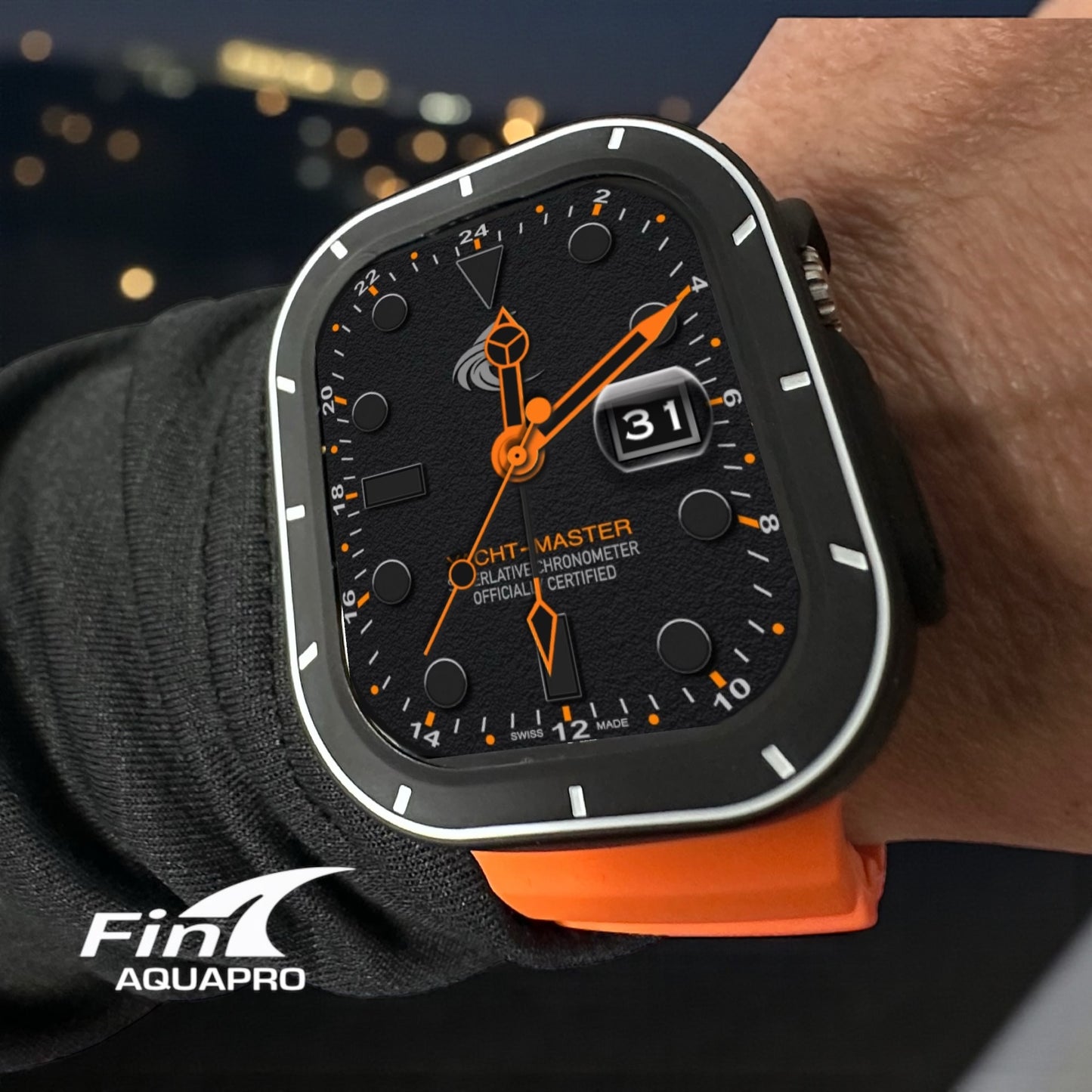 Fin Aquapro Yacht-Style Mod GMT Watch Face for Apple Watch Ultra & Series Clockology