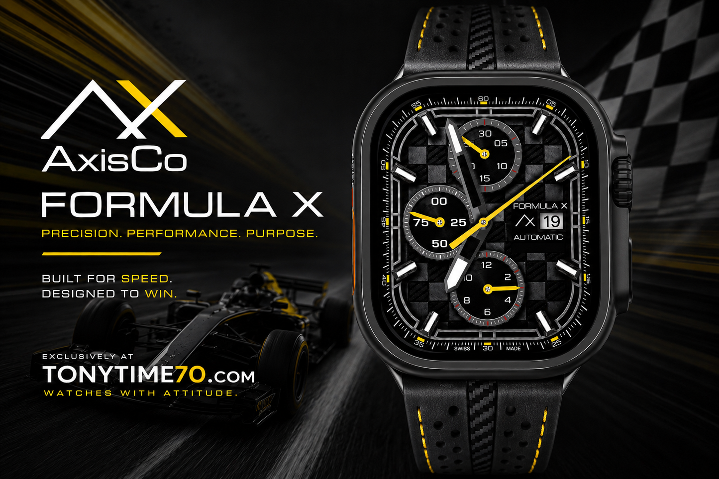 AxisCo Formula X – Performance Chronograph Apple Watch Face for Clockology