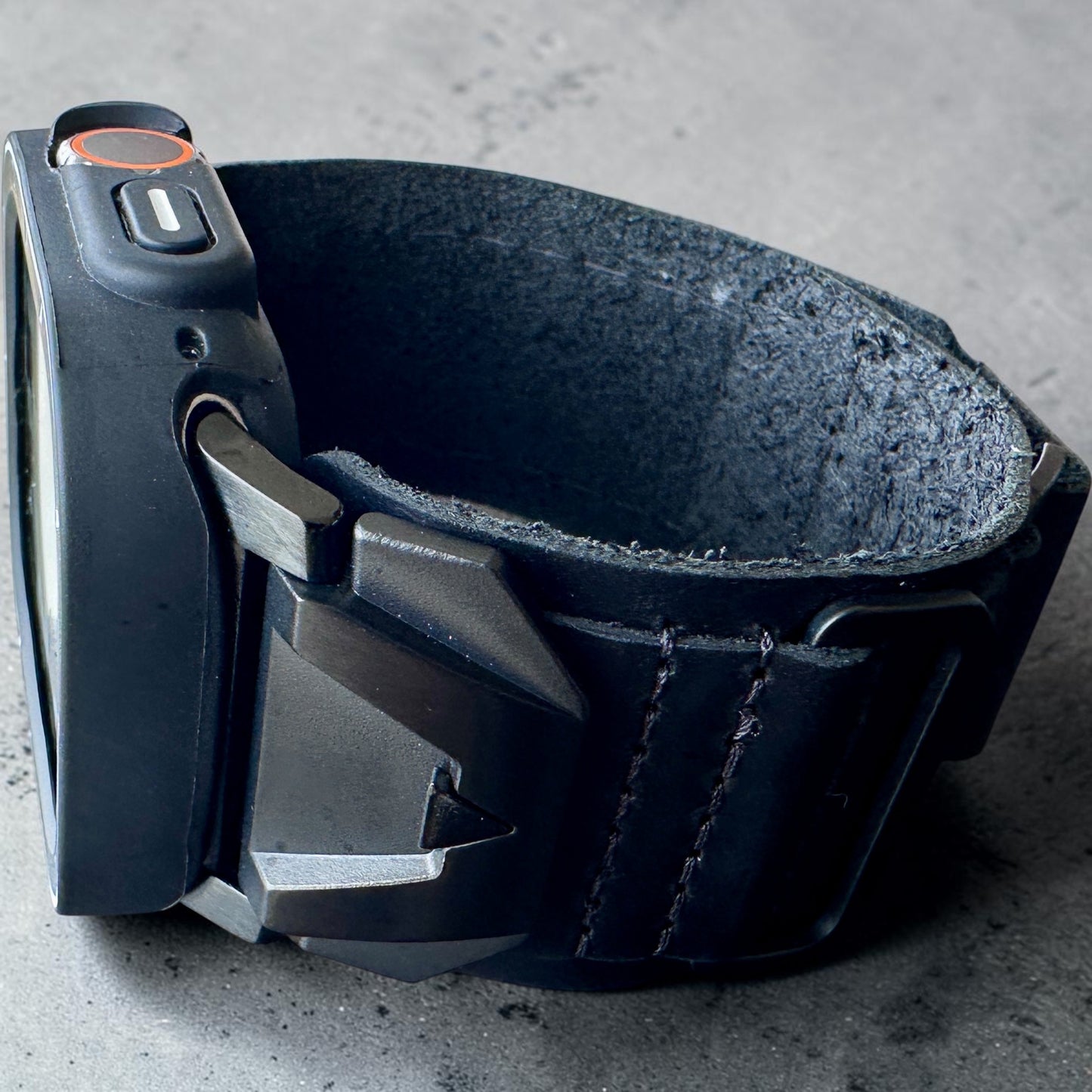 Apple Watch Ultra Phantom Forge Modification Kit - Black Leather Band + TPU CASE (49mm)