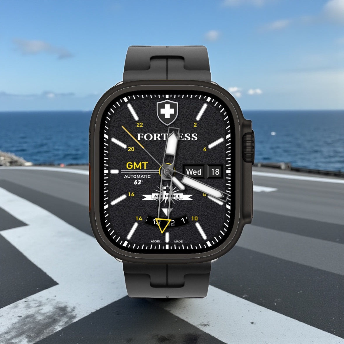 Fortress Air Force GMT – Military Aviation Watch Face for Apple Watch Ultra & Series Clockology