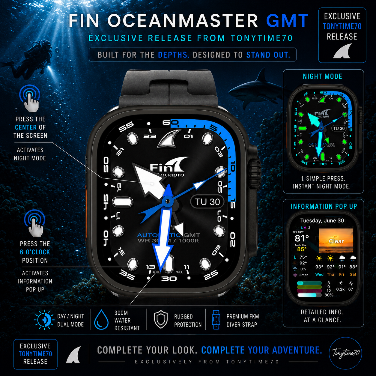 Fin Oceanmaster GMT Premium Watch Face for Clockology
