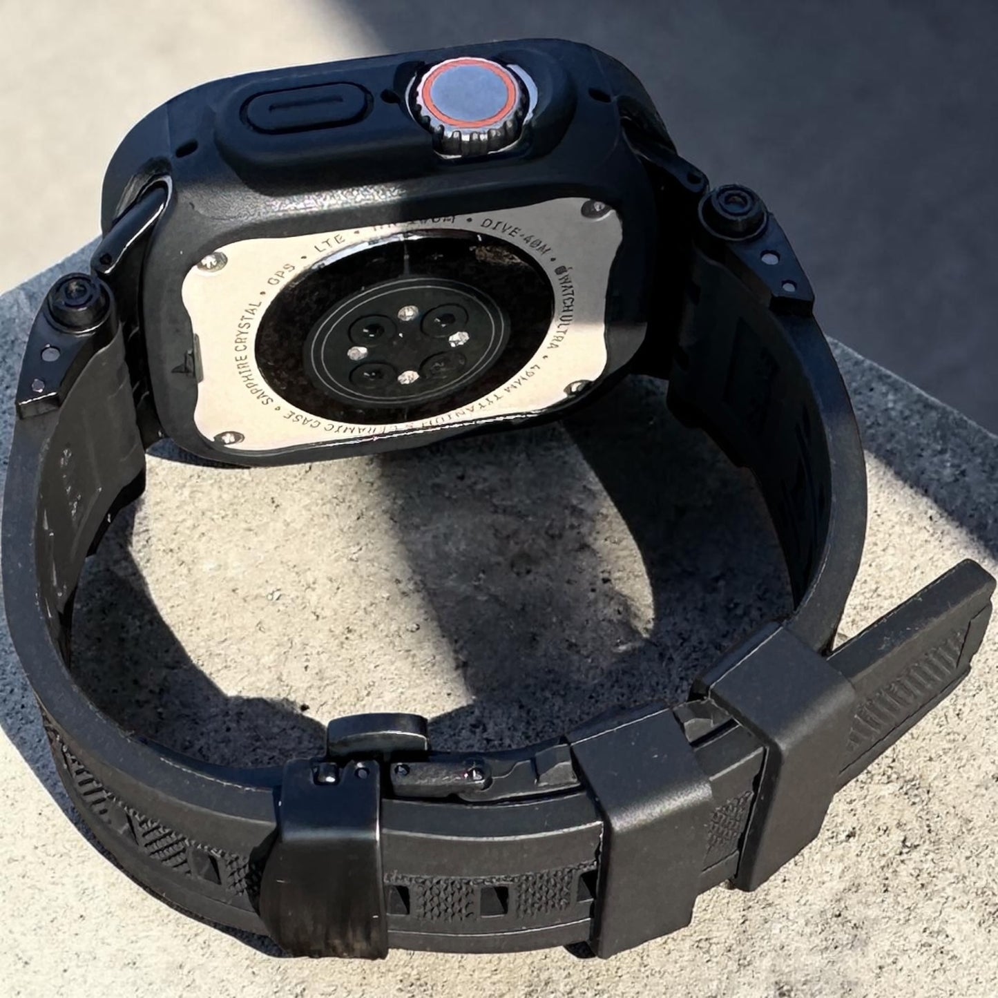 Phantom Vector Modification Kit Pro-Apple Watch Ultra 49mm TPU Case +  Black Band + Butterfly Clasp