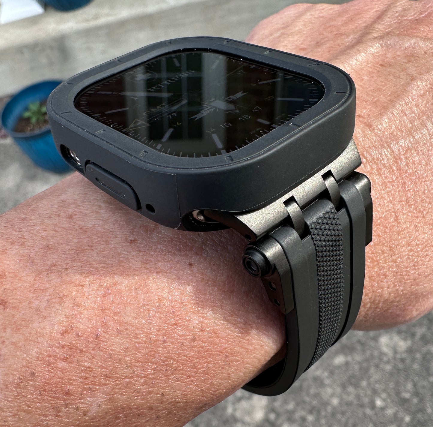 Phantom Vector Modification Kit Pro-Apple Watch Ultra 49mm TPU Case +  Black Band + Butterfly Clasp