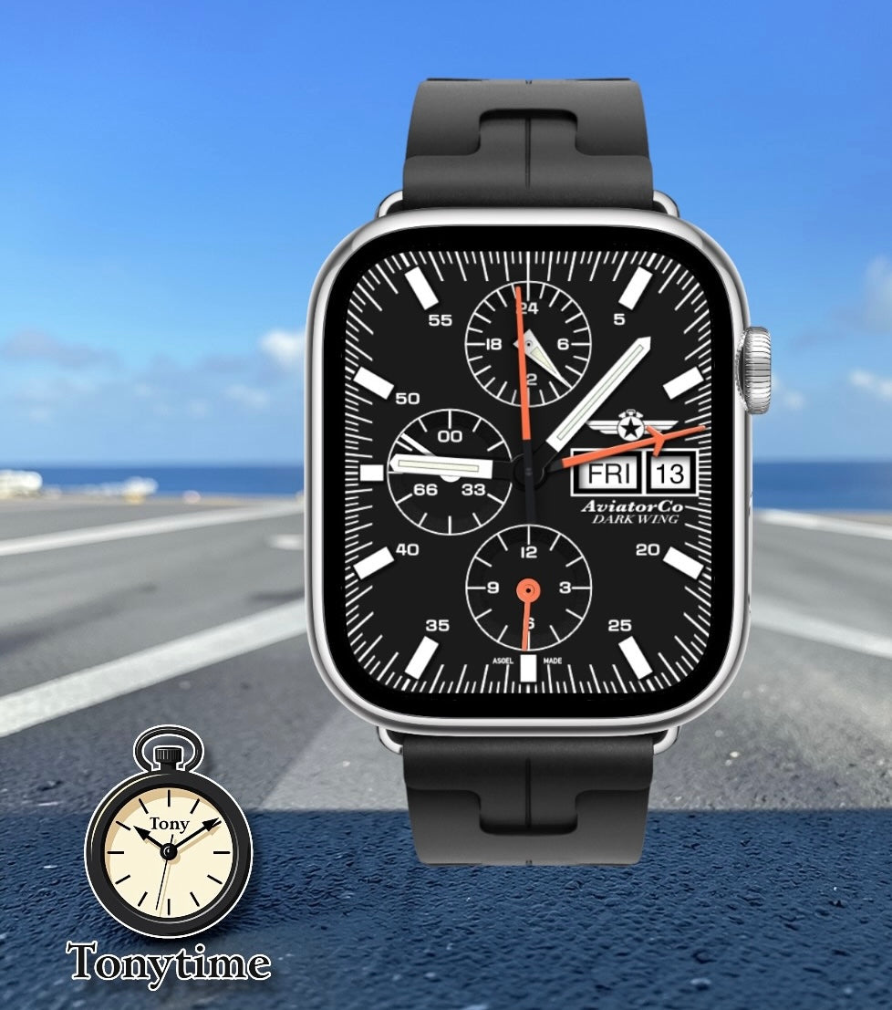 AviatorCo Dark Wing Chronograph – Apple Watch Ultra & Series | Aviation Clockology Watch Face