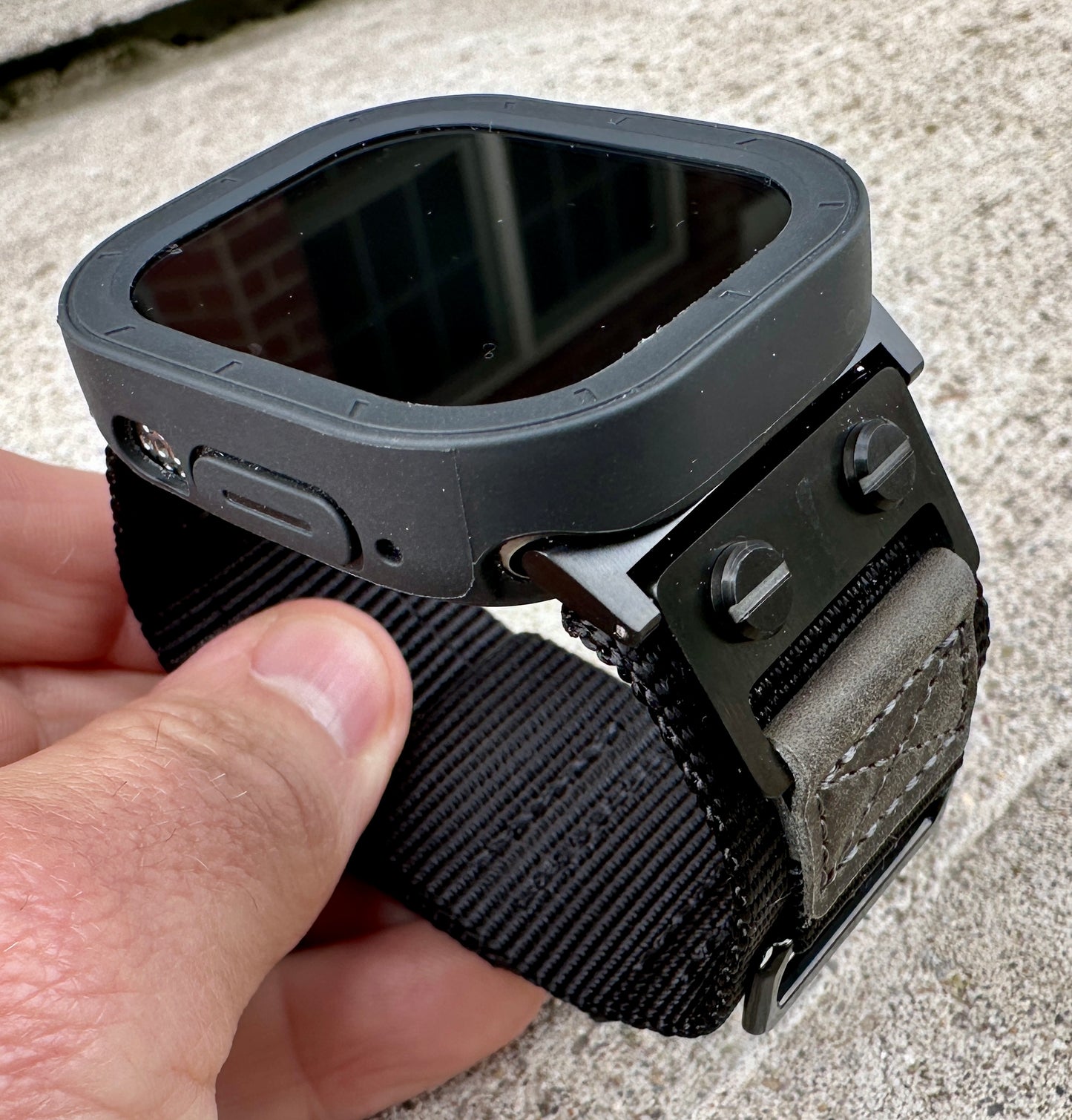 Apple Watch Ultra Stealth Recon Modification Kit Black Tactical Nylon Band TPU Case 49mm