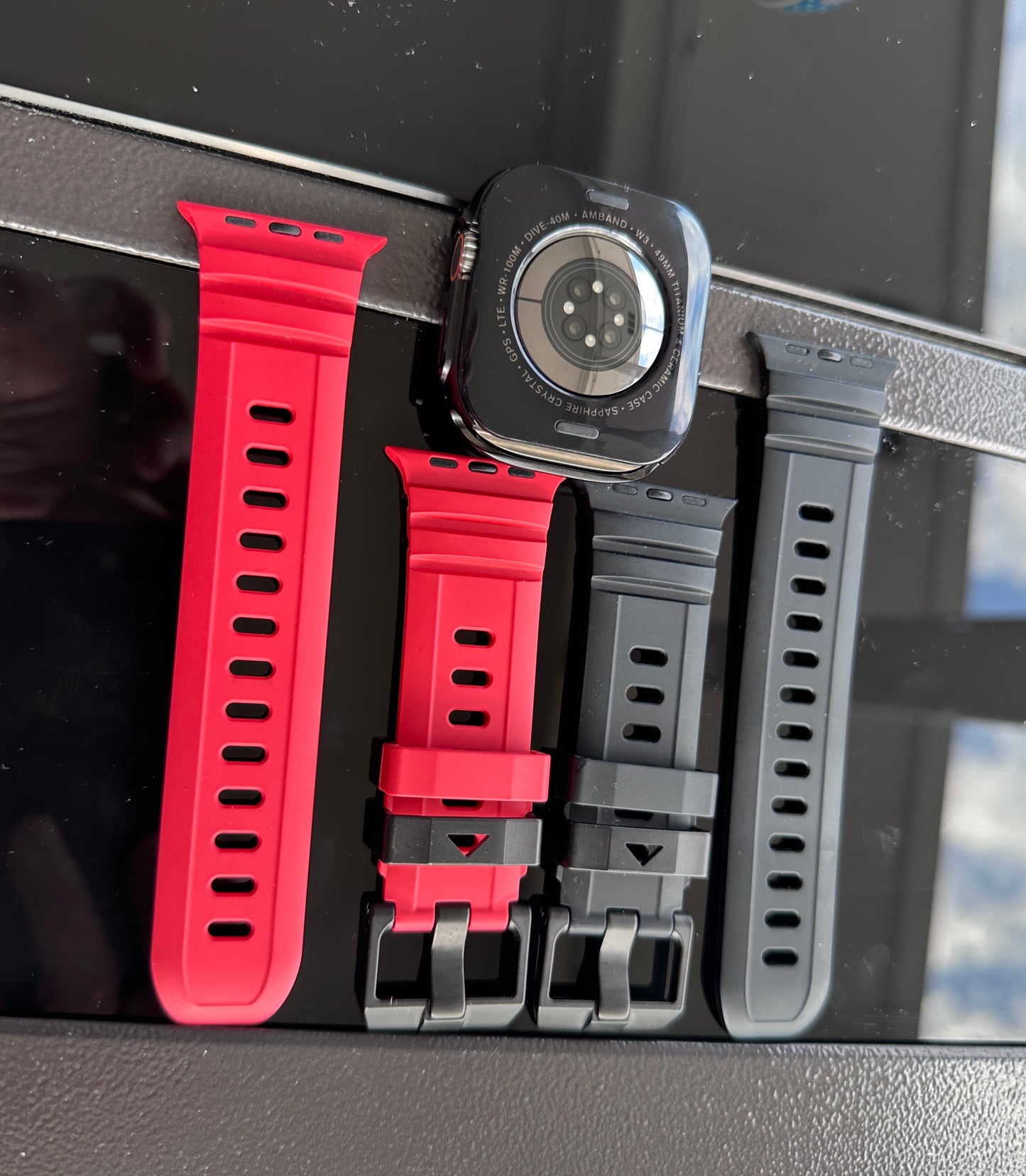 Throttle Performance Armor Mod Kit for Apple Watch Ultra | 2 Premium Bands + Glass Screen Protector