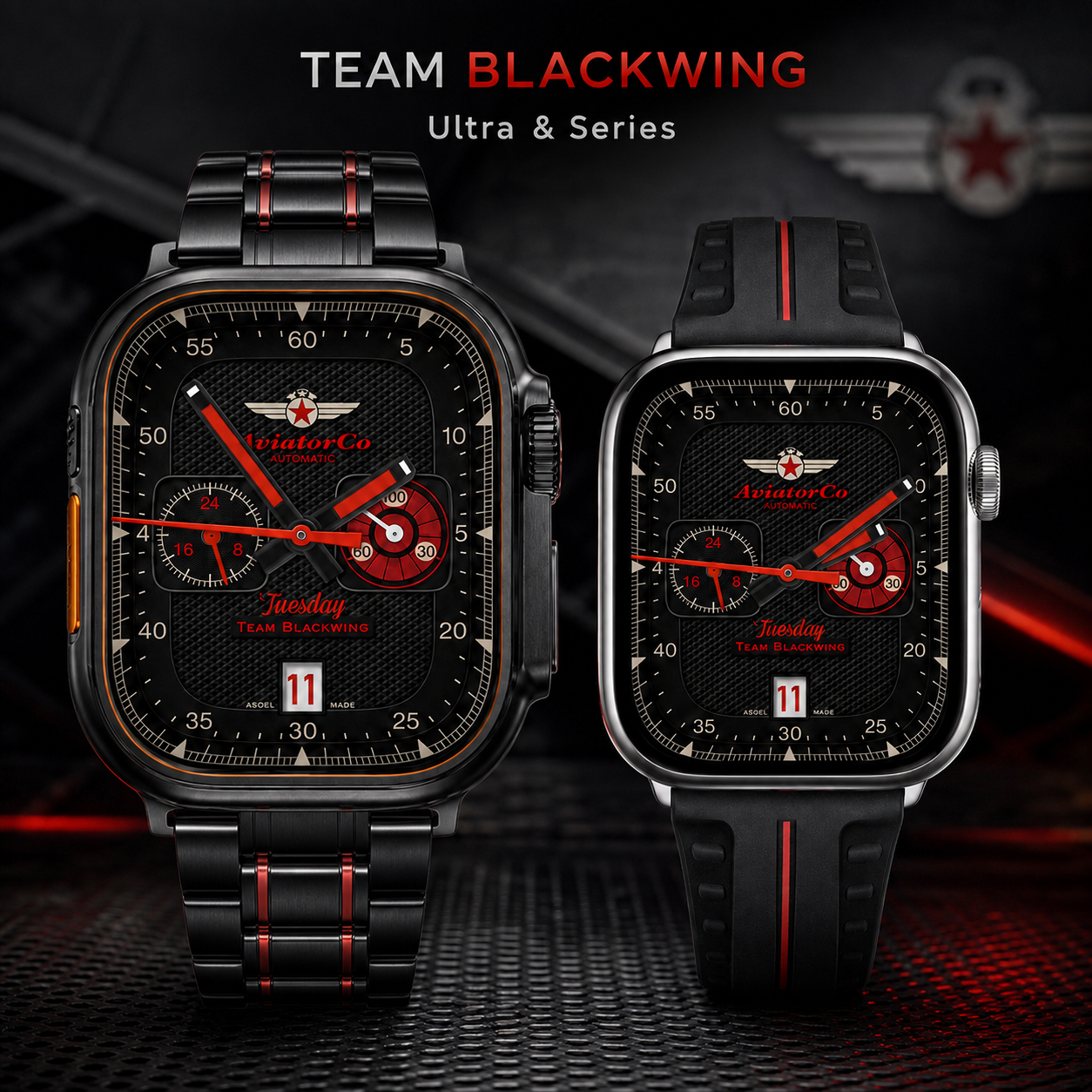 AviatorCo Team Blackwing – Aviation Apple Watch Face for Clockology | Ultra & Series