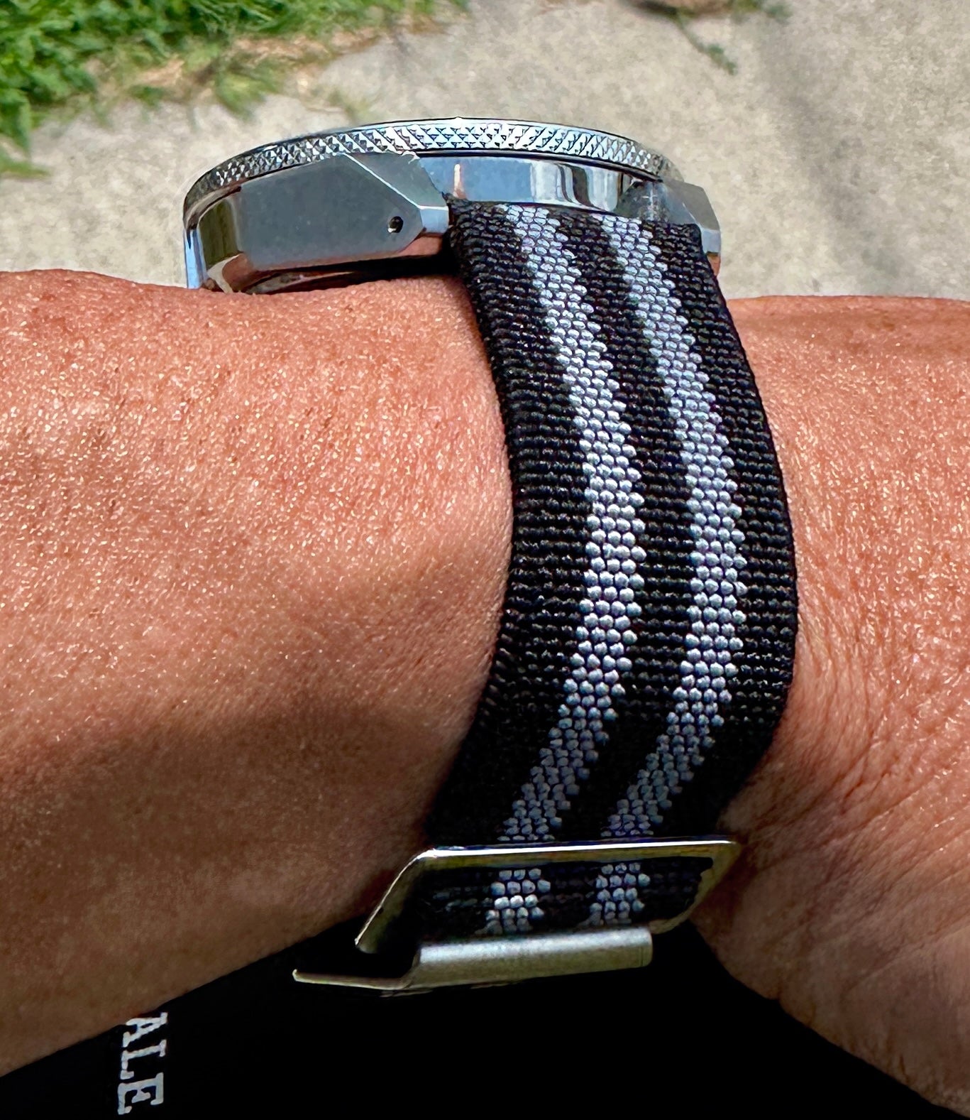Marine Flex Elastic Watch Strap | Black w/ Gray Stripes | Premium 22mm NATO Style