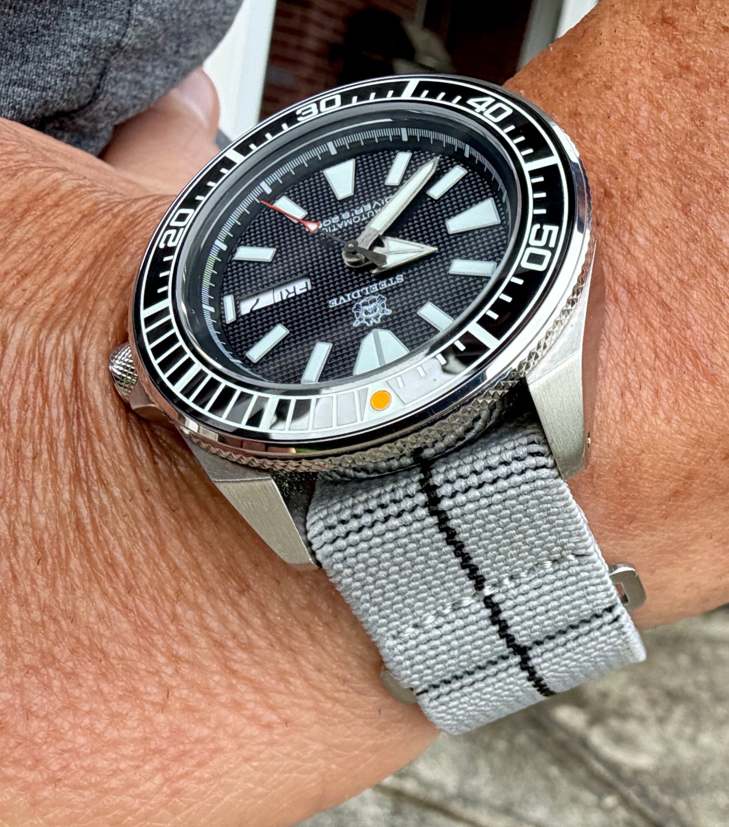 Marine Flex Elastic Watch Strap | Gray with Black Stripe | Premium 22mm NATO Style