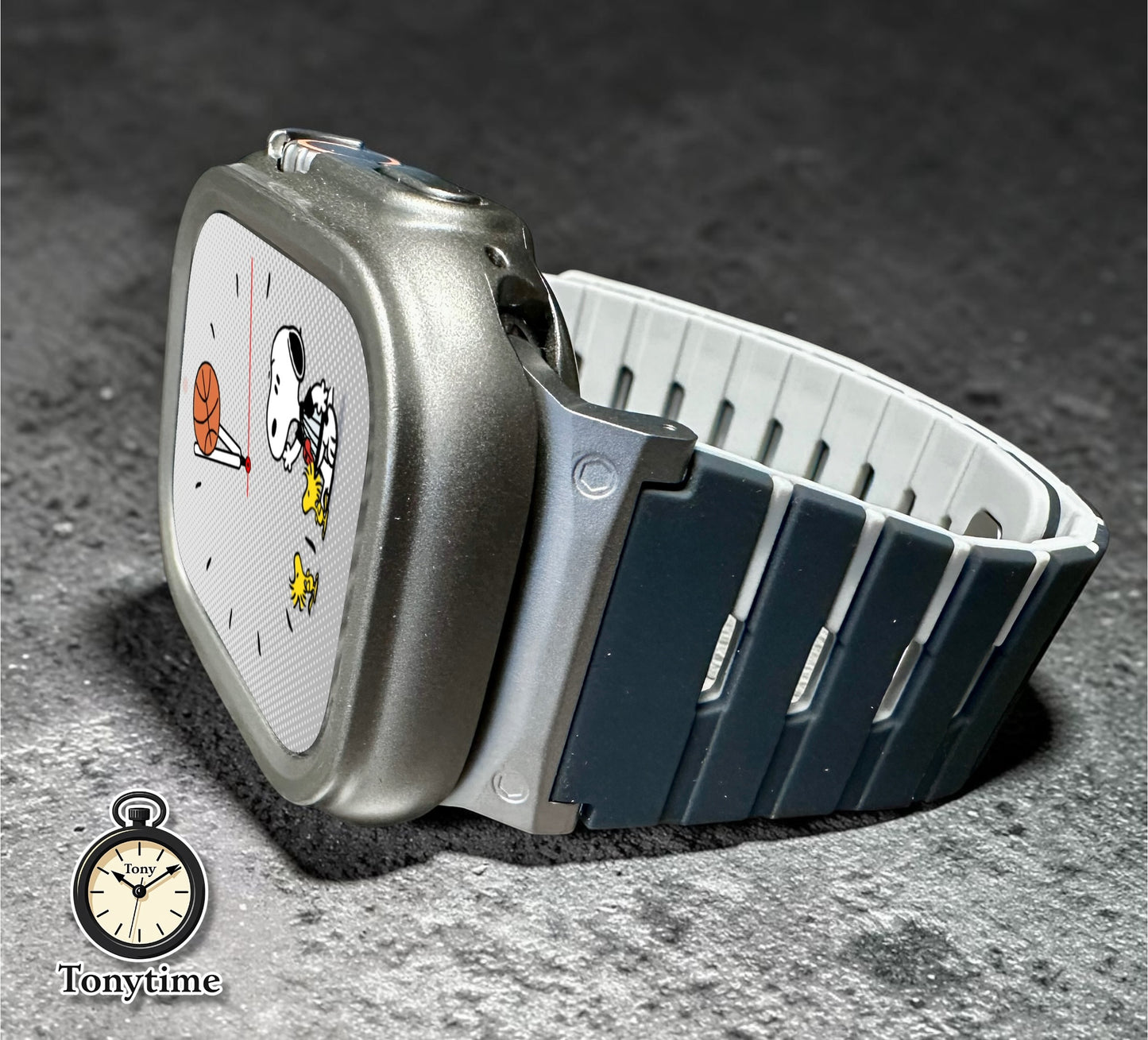 AeroFlex Gunmetal Piano Modification Kit Apple Watch Ultra 49mm Custom Blue Sport Band + Hard Case with Screen Protector