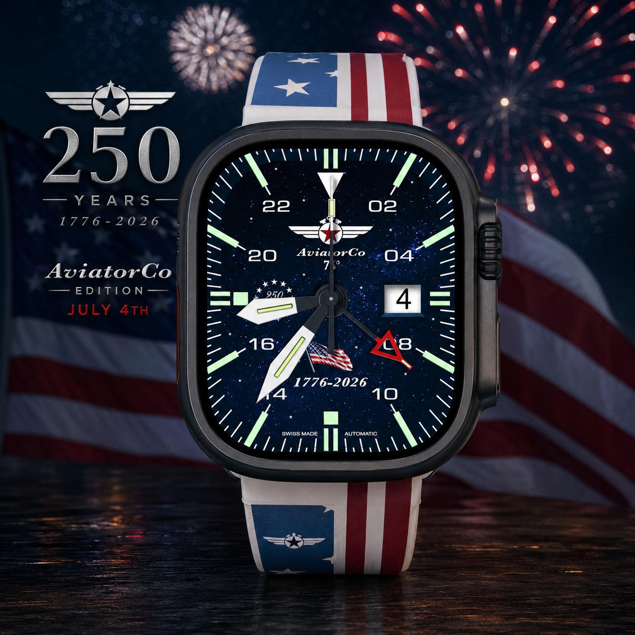 AviatorCo 250th Anniversary Edition | Patriotic Pilot Apple Watch Face for Clockology | Tonytime70
