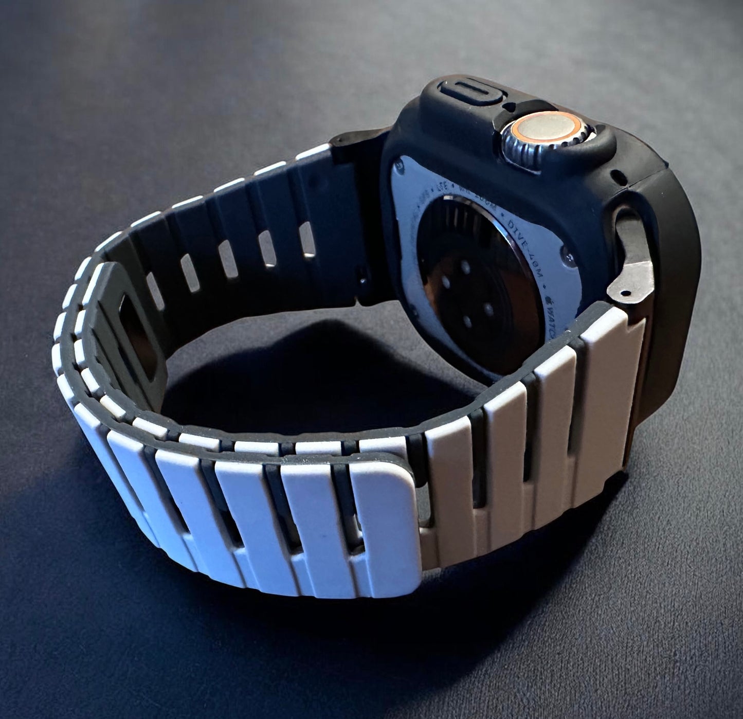 Apple Watch Ultra 49mm Stealth Modification Kit – Black TPU Case + Piano Band Rugged Strap