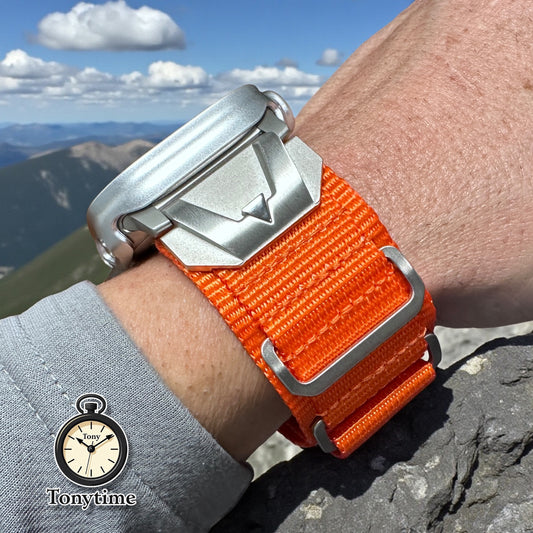 Apple Watch Ultra Modification Kit Summit Series – Nylon Strap + Silver Hardware band