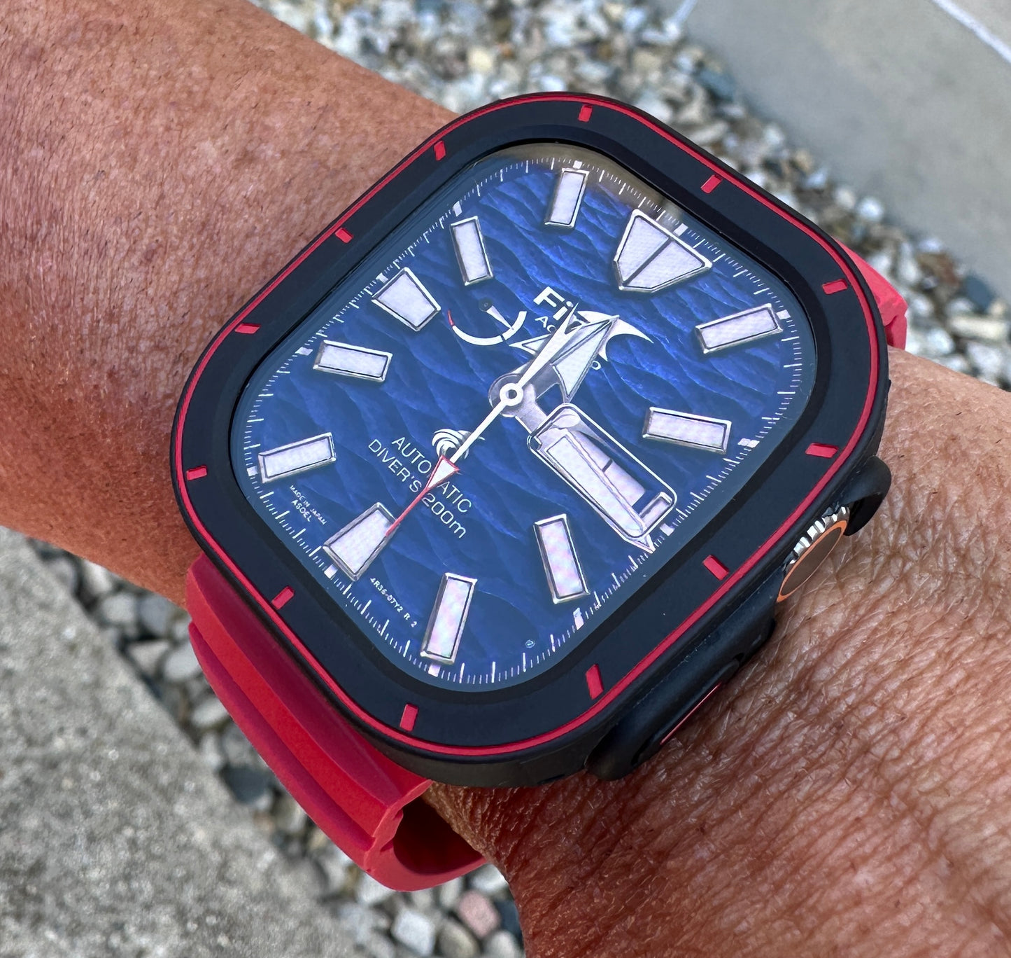 Apple Watch Ultra 49mm Redline Recon Dual-Case Mod Kit | Premium Red Band + 2 TPU Cases