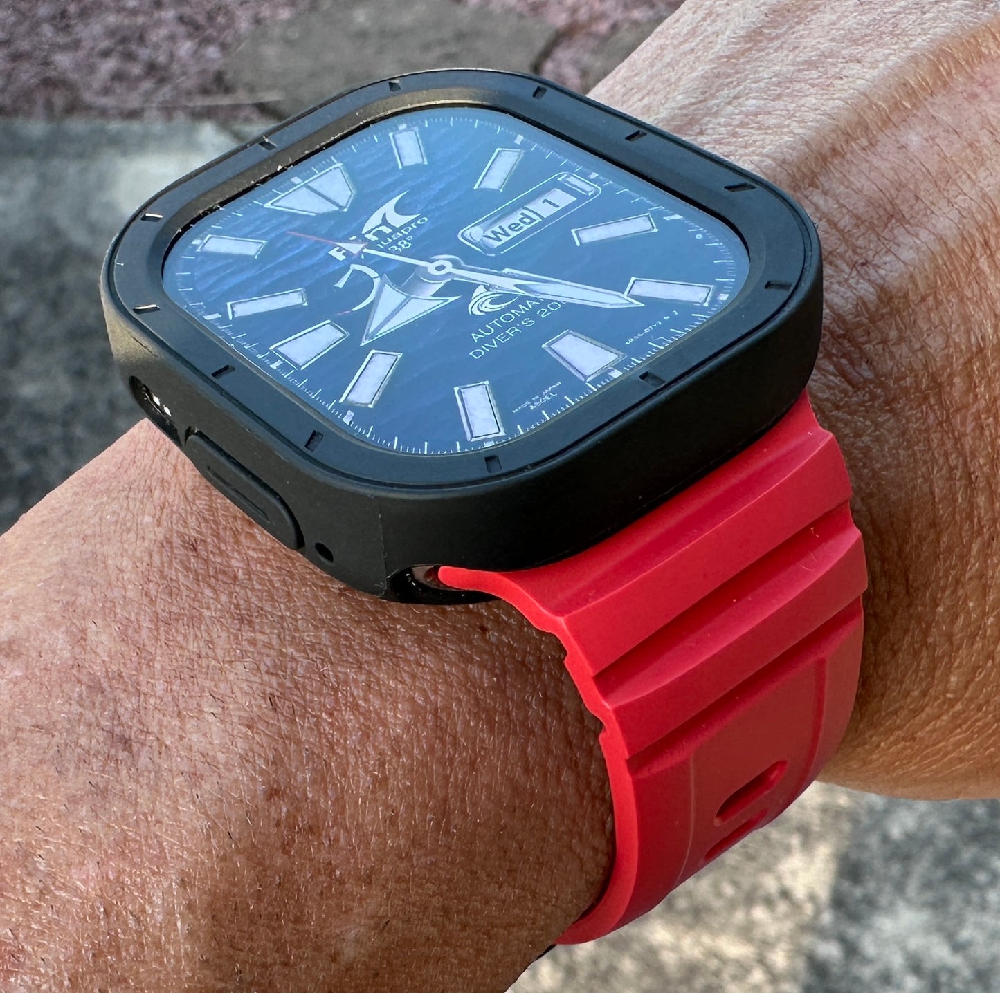 Apple Watch Ultra 49mm Redline Recon Dual-Case Mod Kit | Premium Red Band + 2 TPU Cases