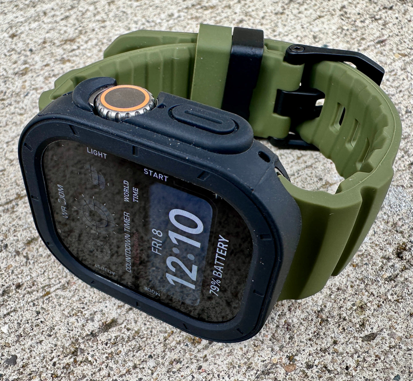 Ranger Tactical Modification Kit Apple Watch Ultra 49mm Green Rugged Band Black TPU Case