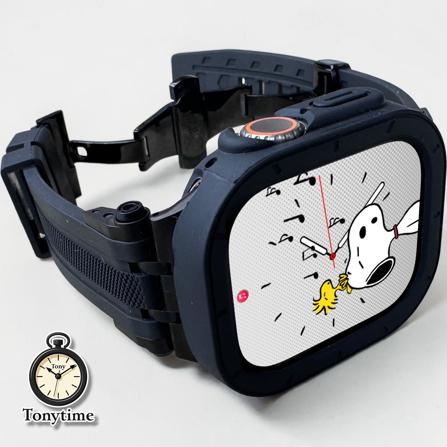 Phantom Vector Modification Kit Pro-Apple Watch Ultra 49mm TPU Case +  Black Band + Butterfly Clasp
