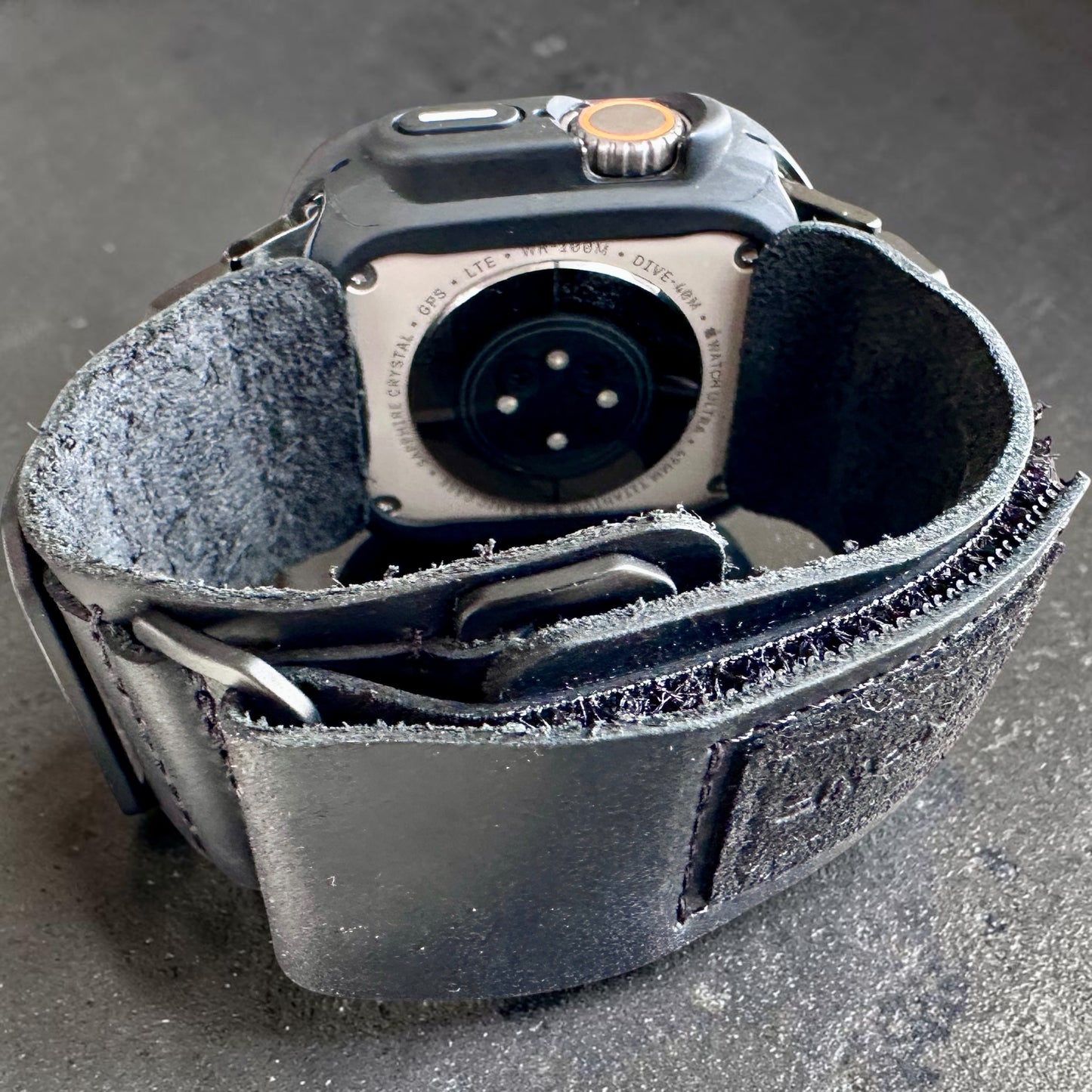 Apple Watch Ultra Phantom Forge Modification Kit - Black Leather Band + TPU CASE (49mm)