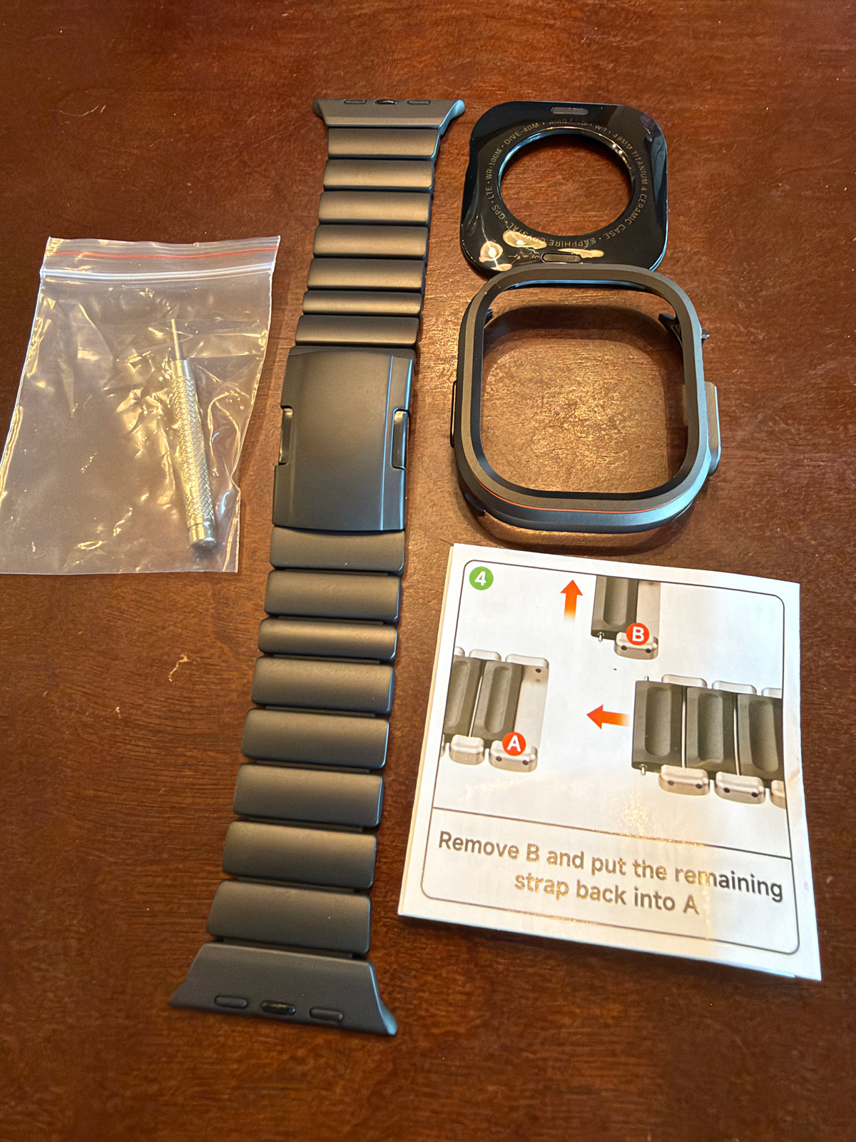 Apple Watch Ultra 49mm Modification Kit Shadowline Ember Pro Case & Metal Silicone Band