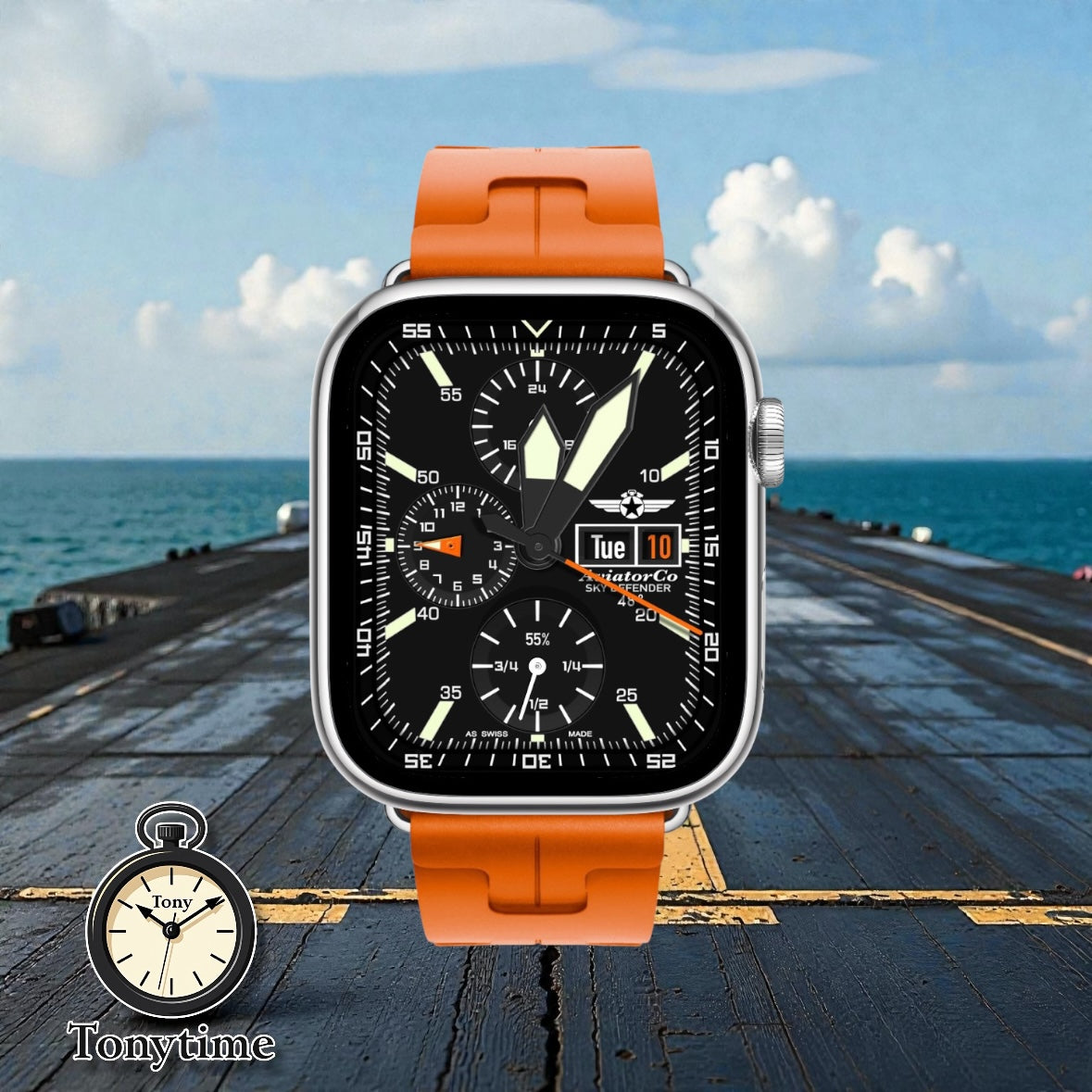 AviatorCo Sky Defender – Aviation Chronograph Watch Face for Apple Watch and Clockology