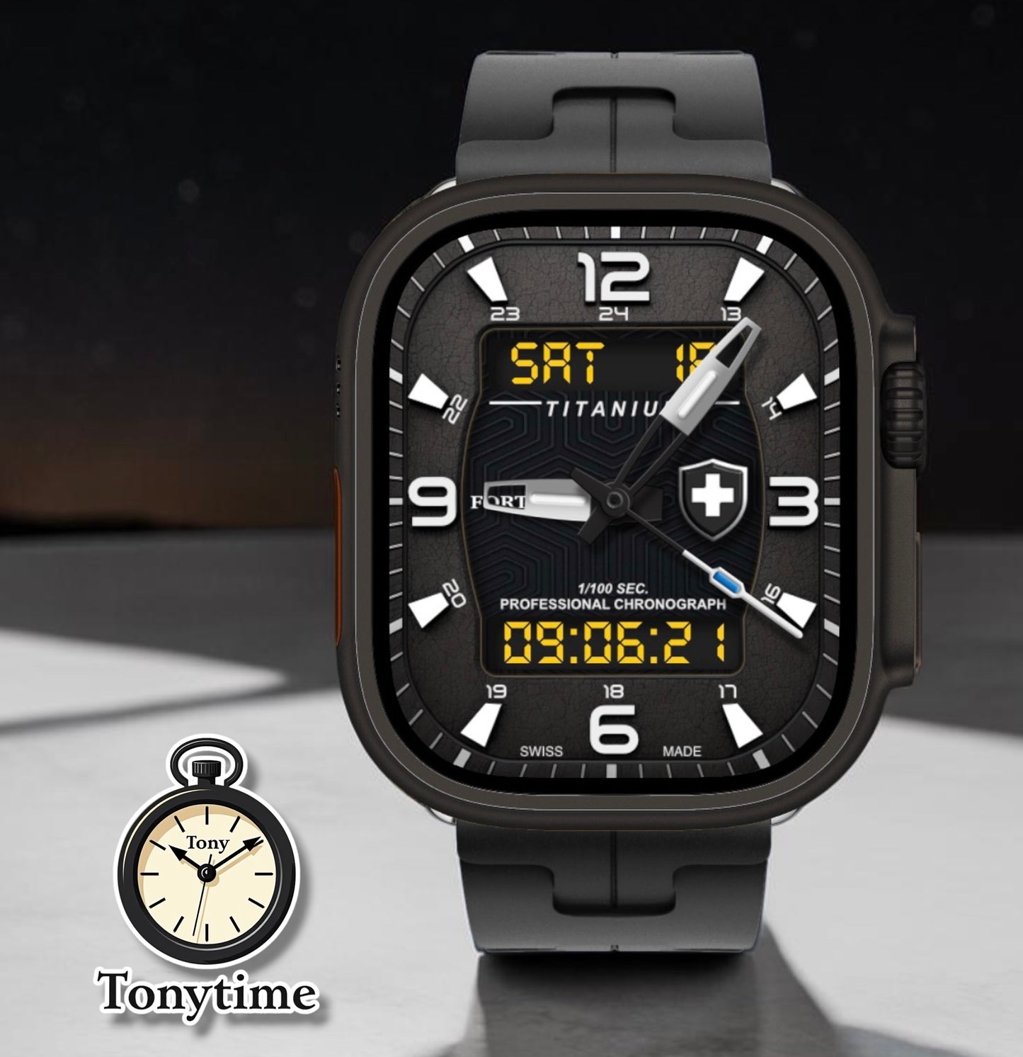 Fortress Titan Hybrid Pro Clockology Watch Face (Ultra & Series)  Advanced Hybrid Chronograph Design with Deep Dial Realism