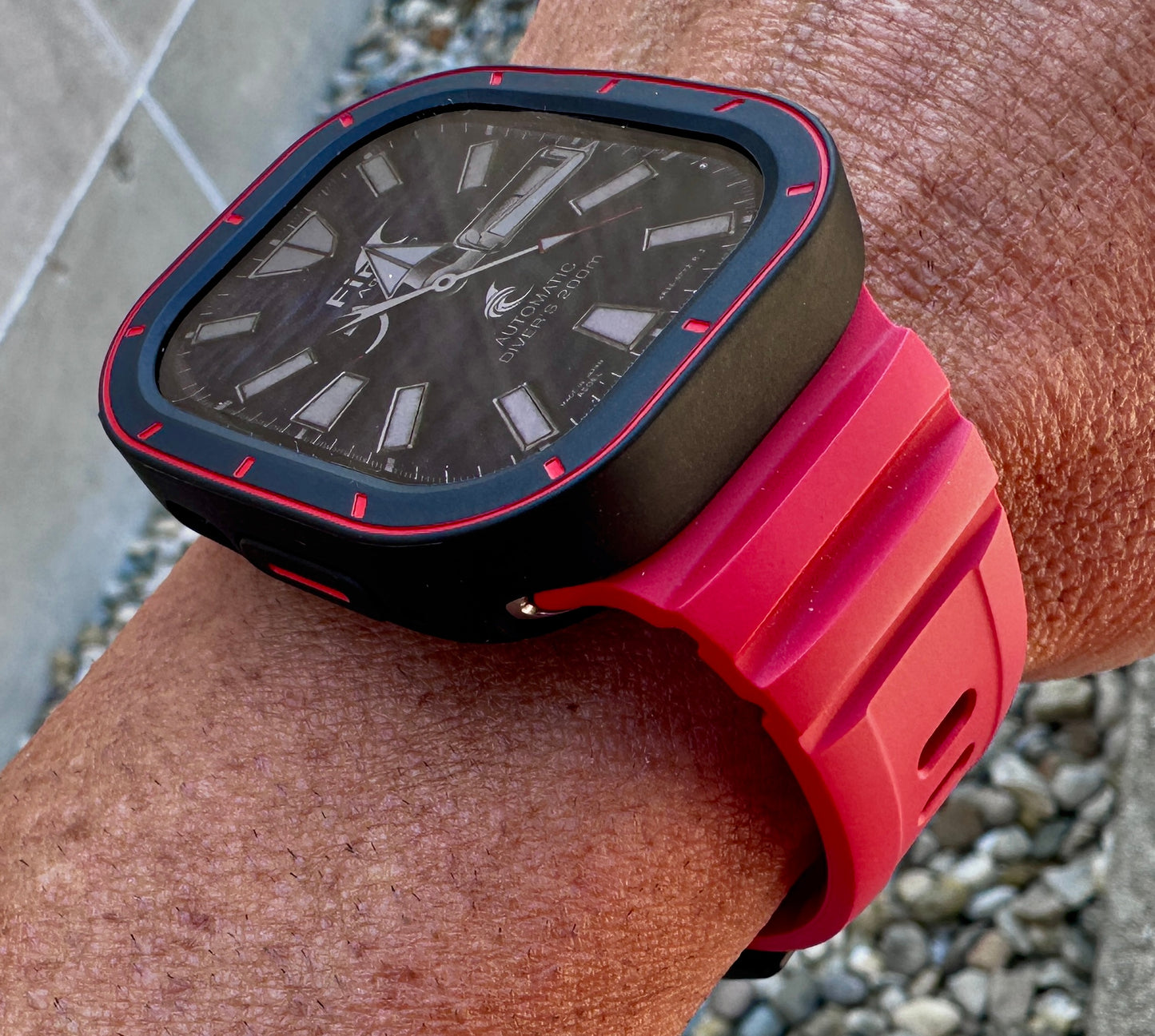 Apple Watch Ultra 49mm Redline Recon Dual-Case Mod Kit | Premium Red Band + 2 TPU Cases