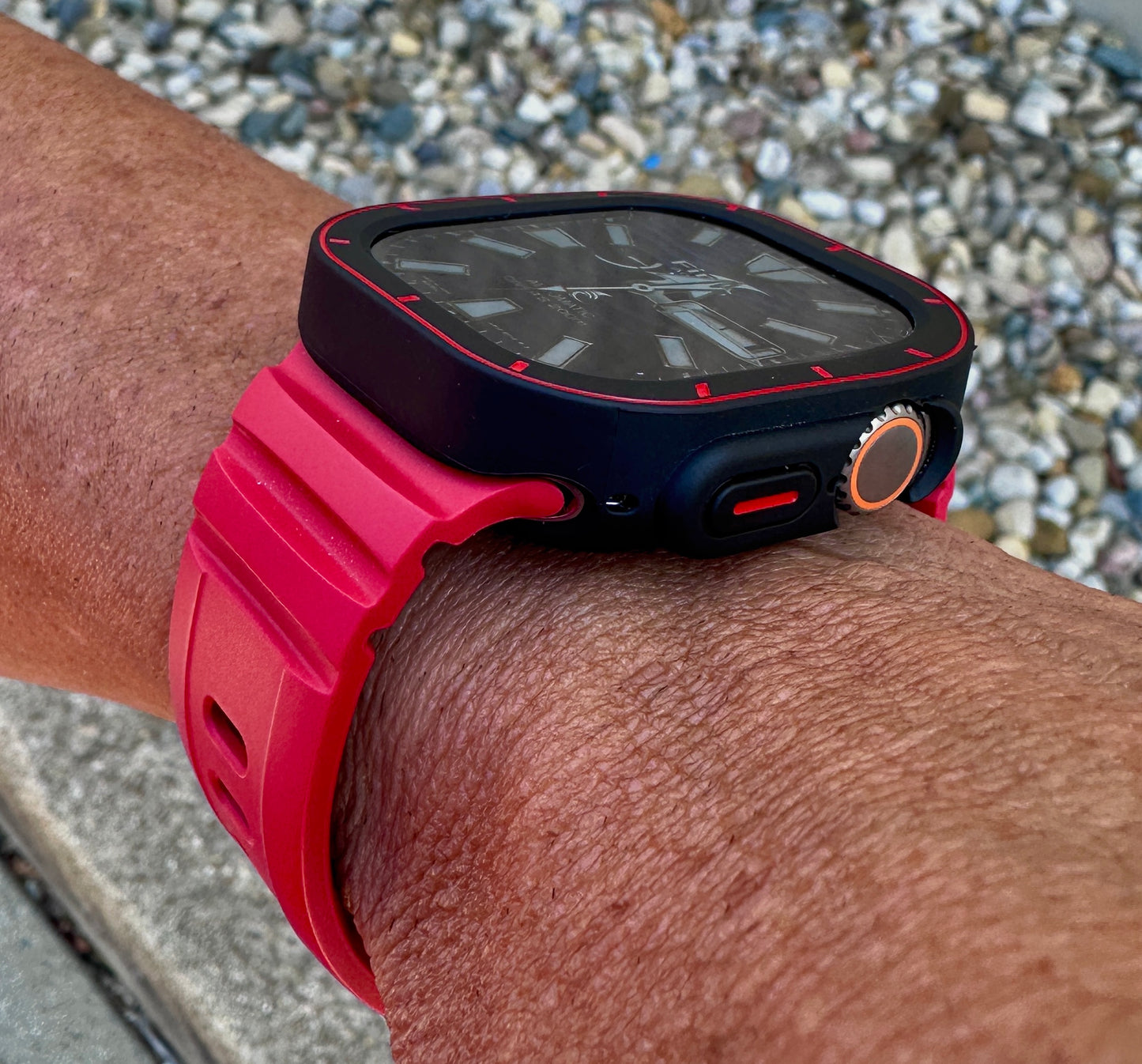 Apple Watch Ultra 49mm Redline Recon Dual-Case Mod Kit | Premium Red Band + 2 TPU Cases